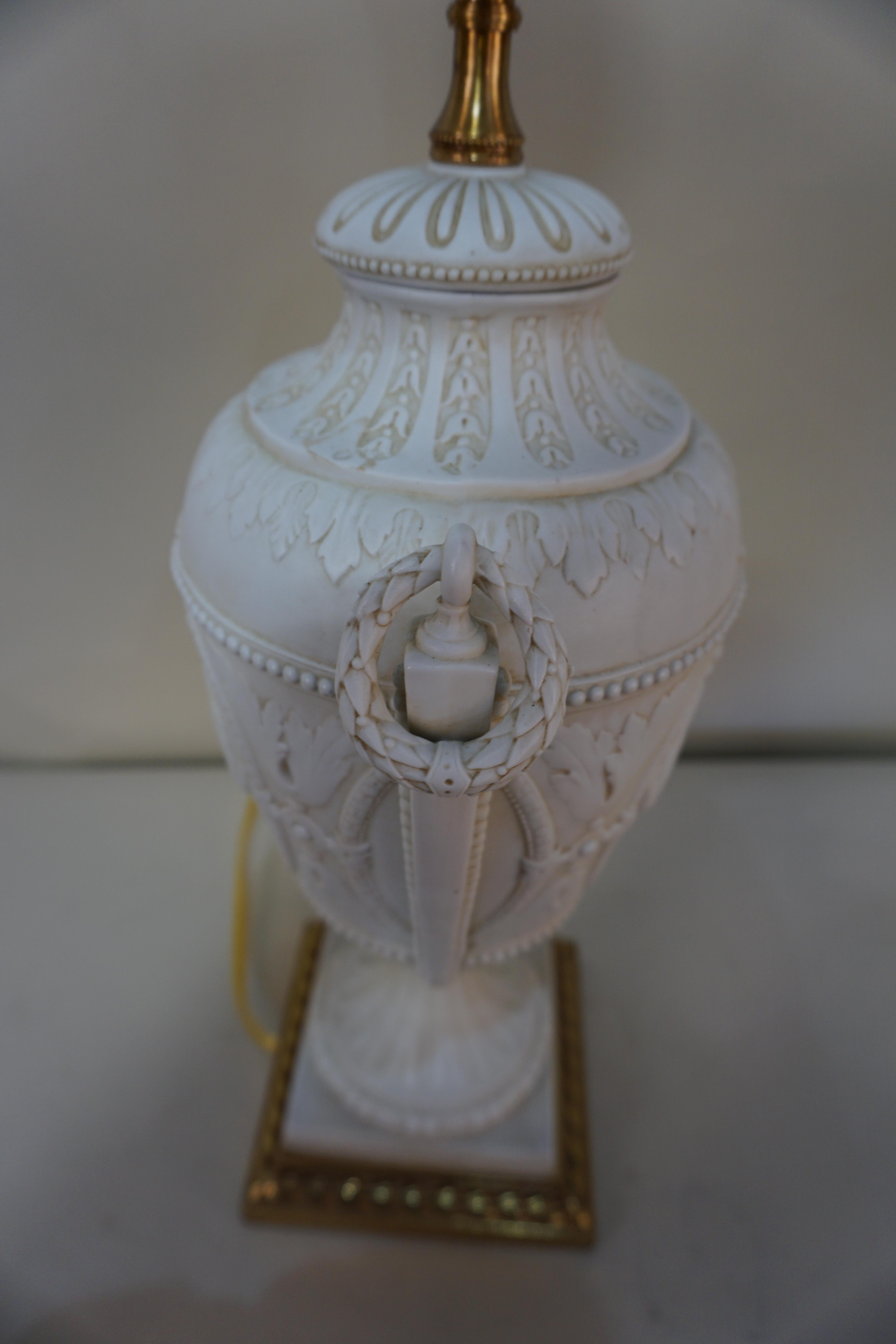 French Late 19th Century Electrified Bisque Urn Table Lamp 6