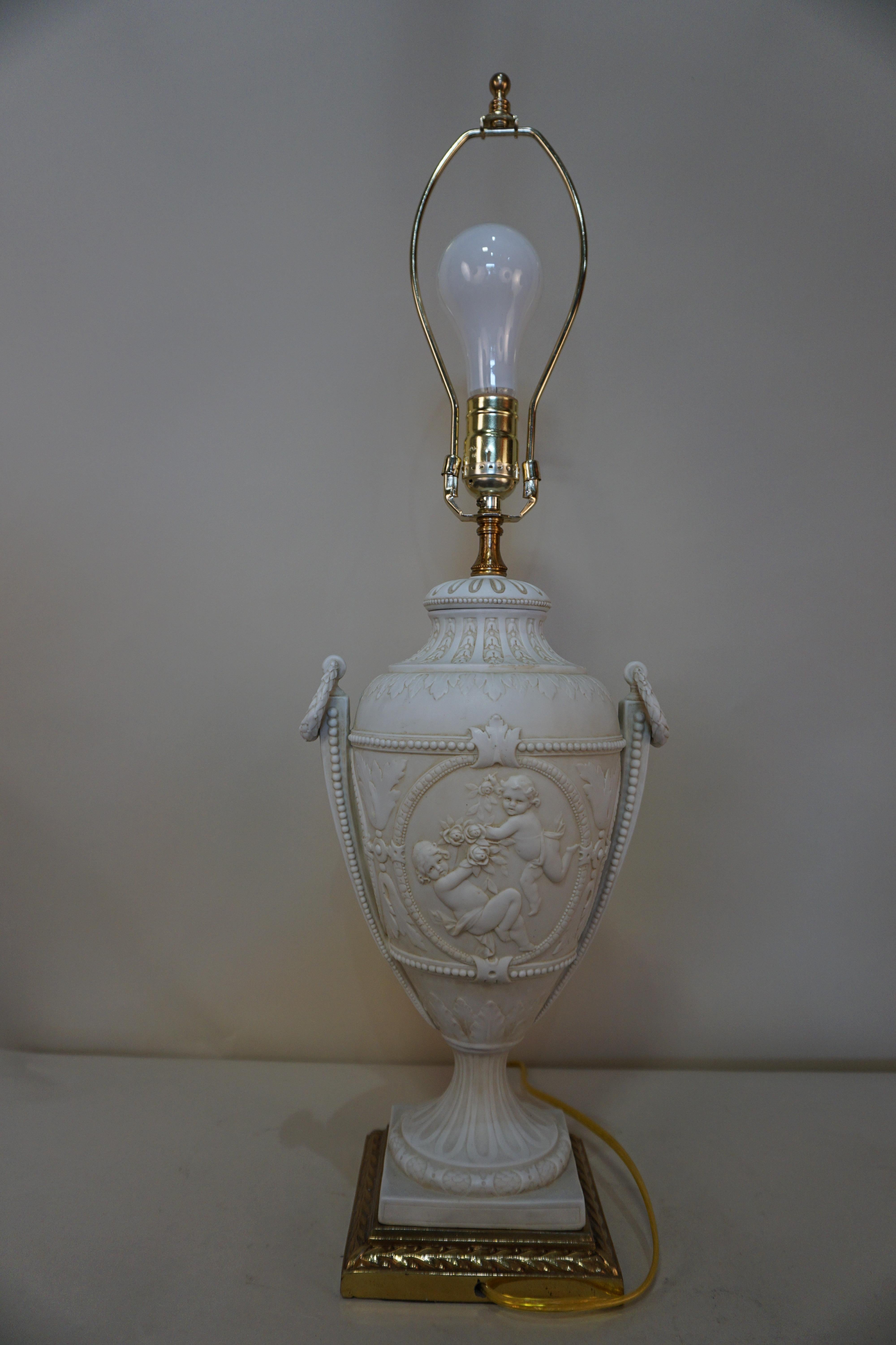 French Late 19th Century Electrified Bisque Urn Table Lamp 3