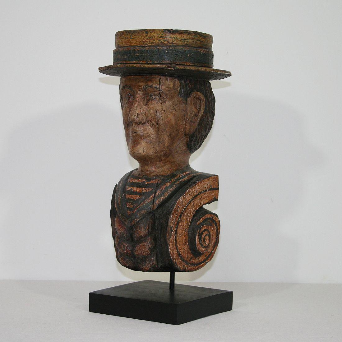 European French Late 19th Century Folk Art Fair Ground Head