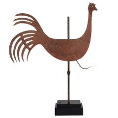 Antique French Late 19th Century Folk Art Iron Rooster or Cockerel Weathervane