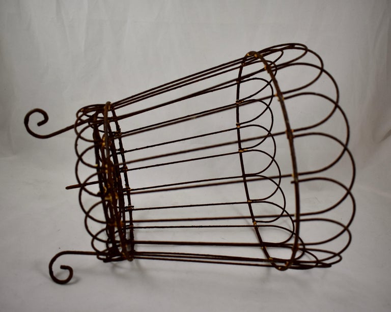 French Late 19th Century Footed Handmade Wire Metal Garden Planter