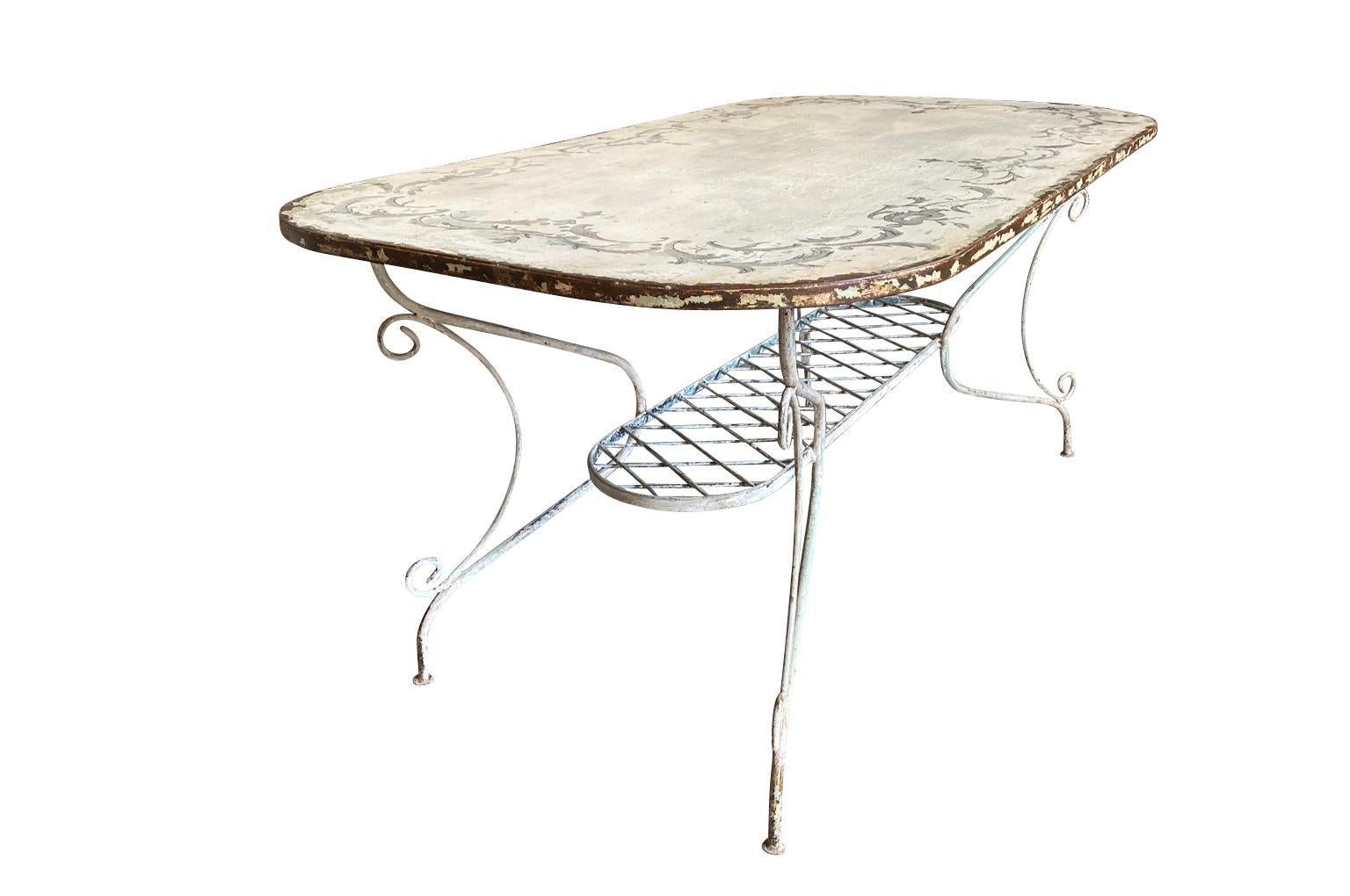Hand-Painted French Late 19th Century Garden Table