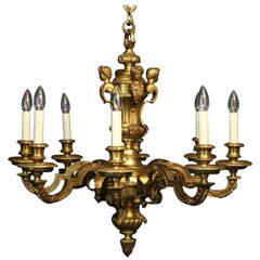 French Late 19th Century Gilded Bronze 8-Light Antique Chandelier