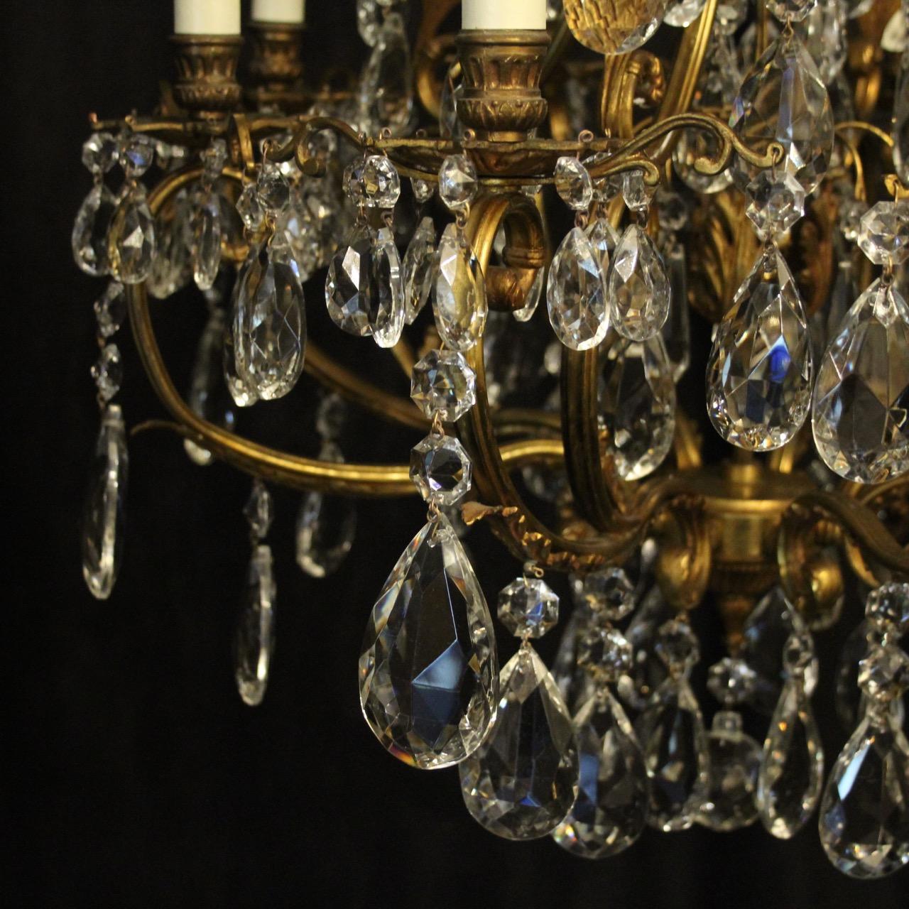 Baroque French Late 19th Century Gilded Bronze Crystal Cage Antique Chandelier