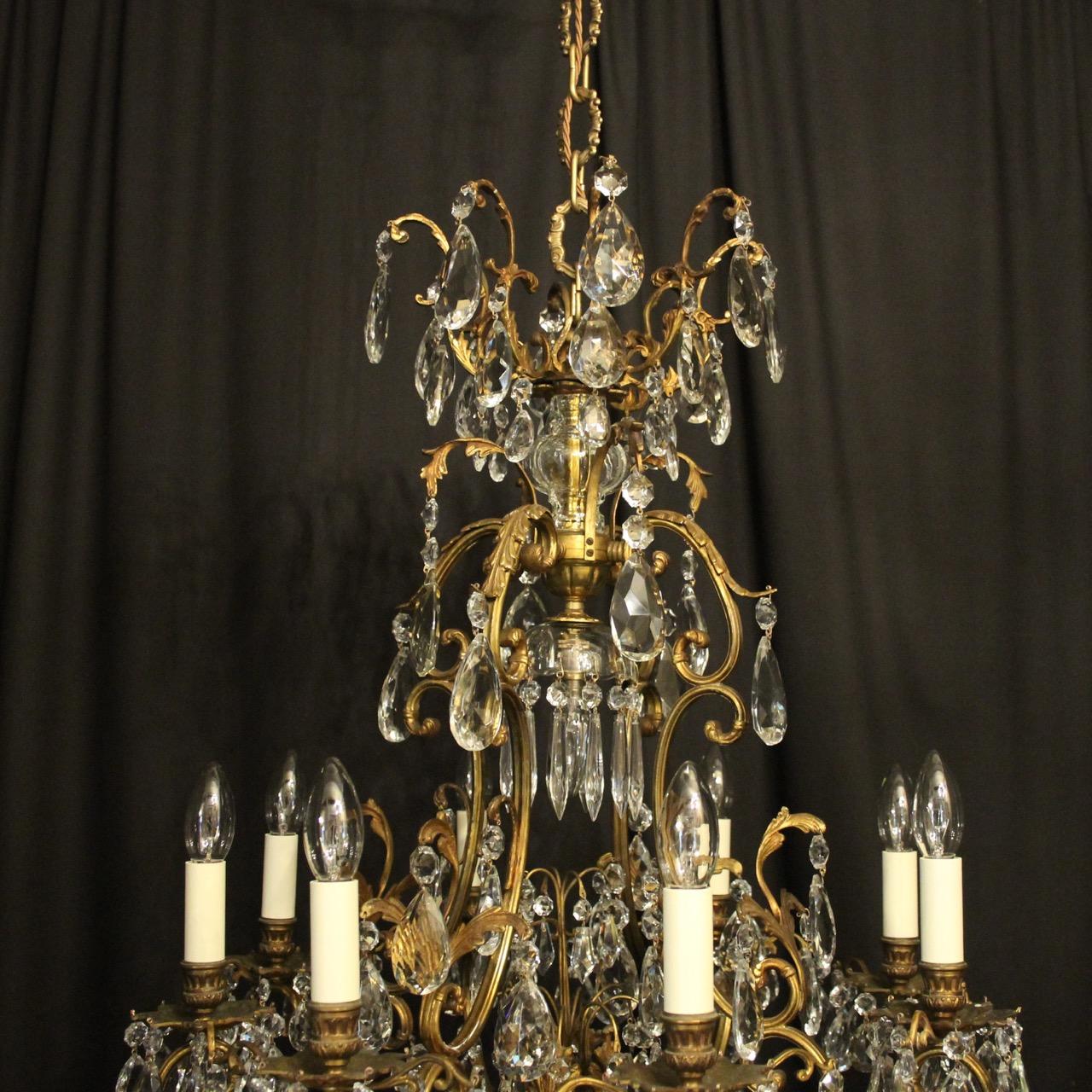 Gilt French Late 19th Century Gilded Bronze Crystal Cage Antique Chandelier
