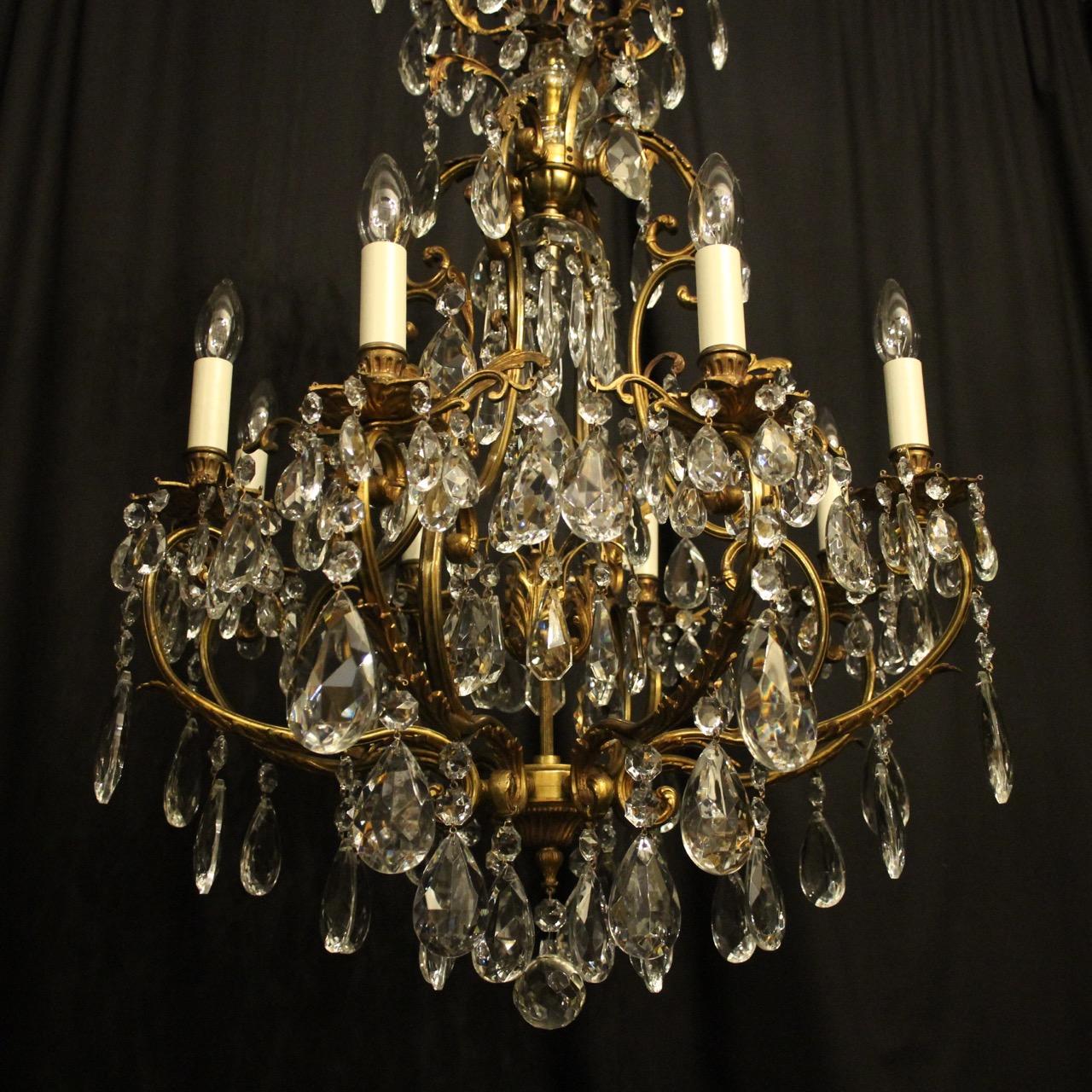 French Late 19th Century Gilded Bronze Crystal Cage Antique Chandelier 1