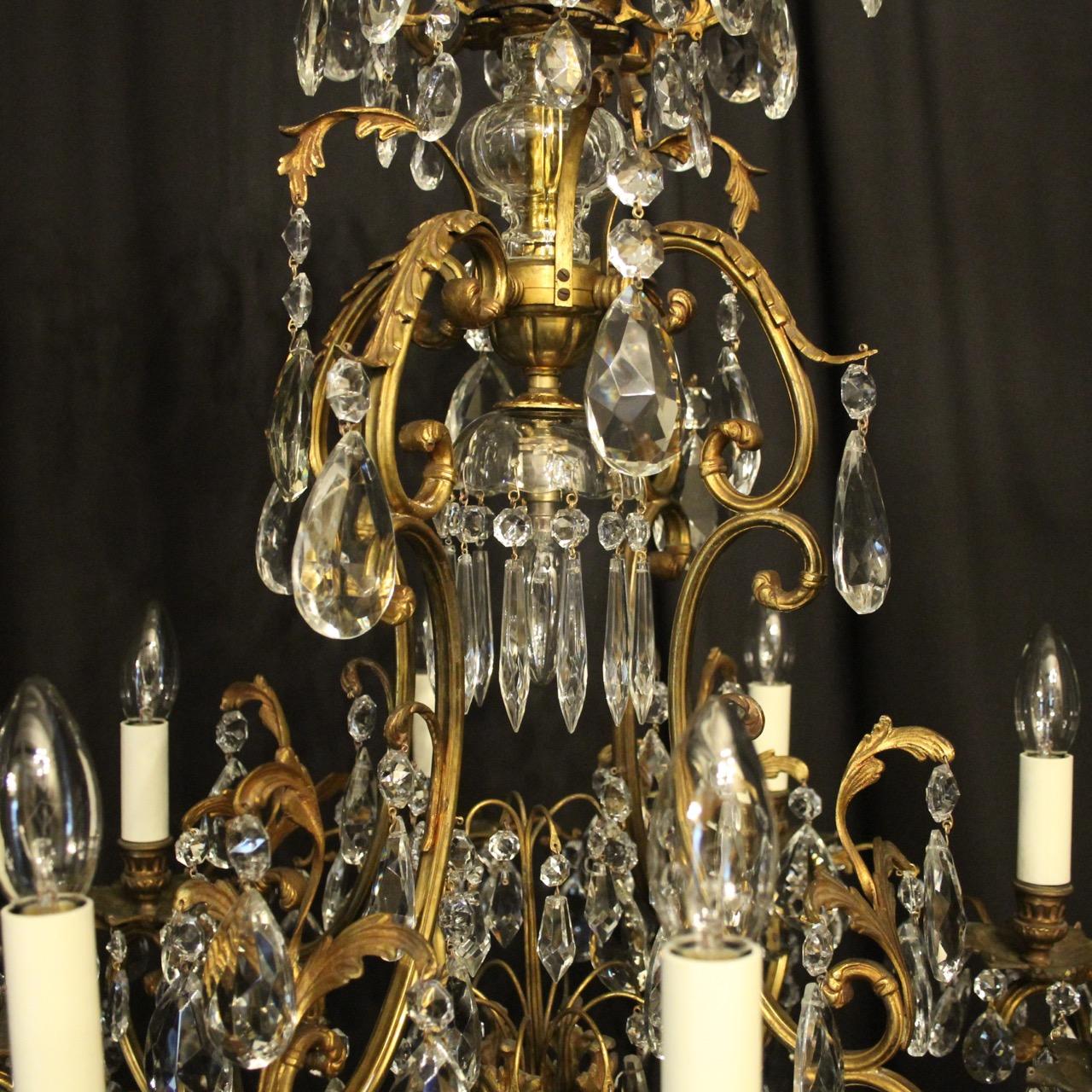 French Late 19th Century Gilded Bronze Crystal Cage Antique Chandelier 2