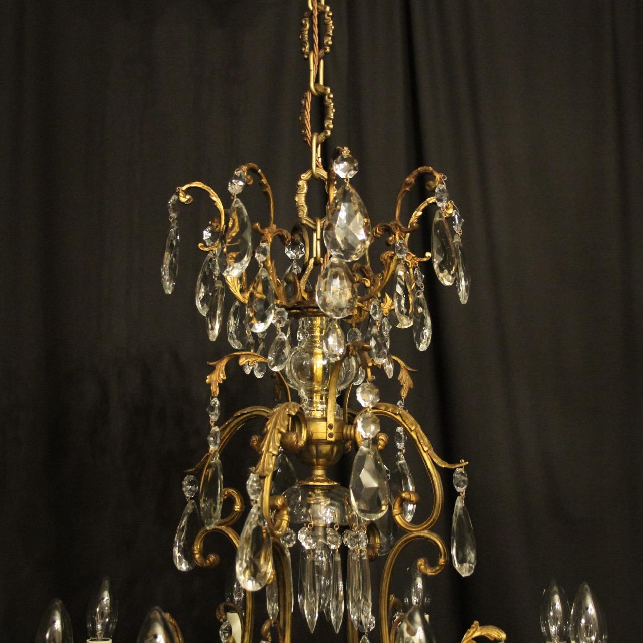 French Late 19th Century Gilded Bronze Crystal Cage Antique Chandelier 4