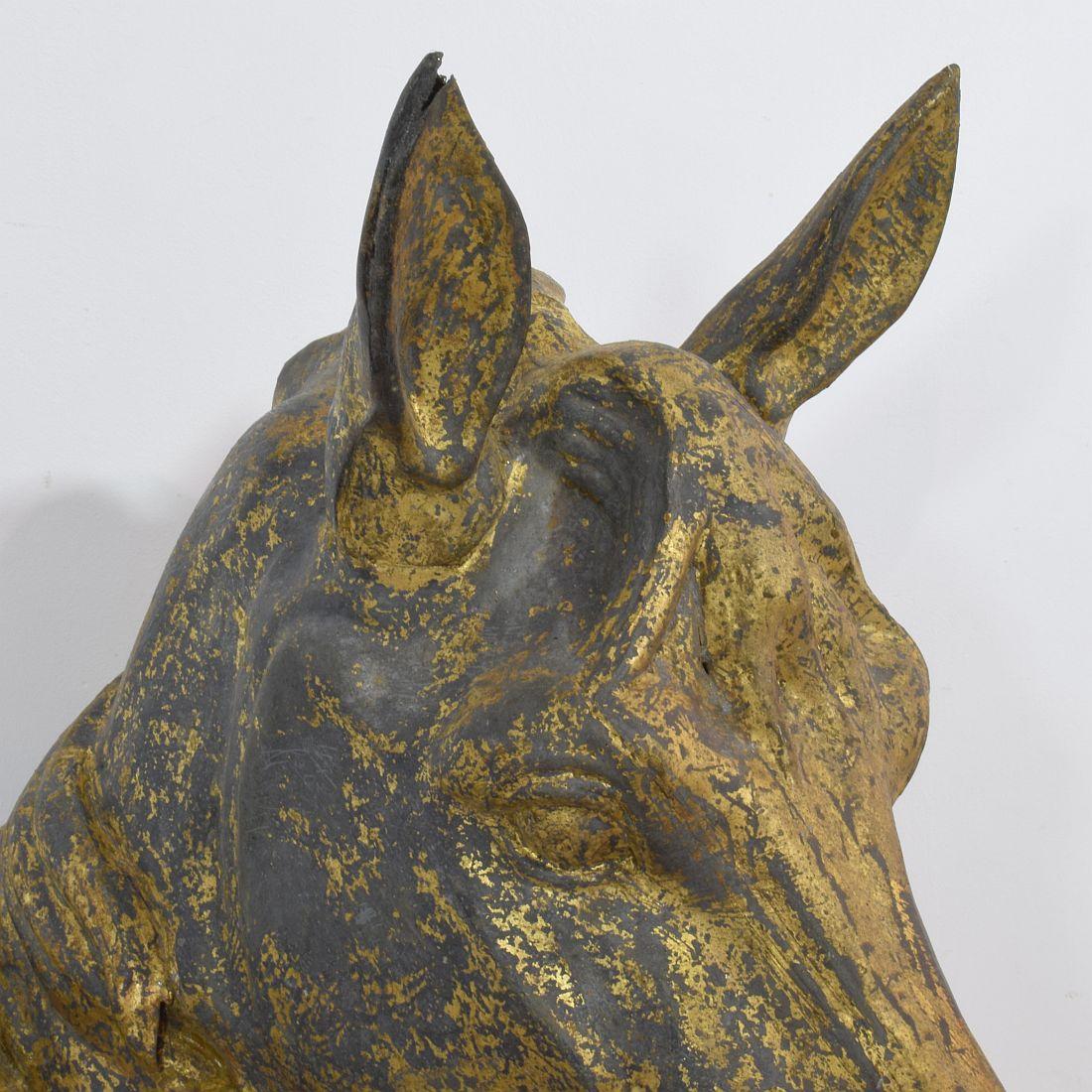 French Late 19th Century Gilt Zinc Horse Head 8