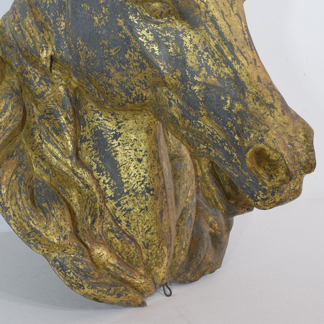 French Late 19th Century Gilt Zinc Horse Head 9