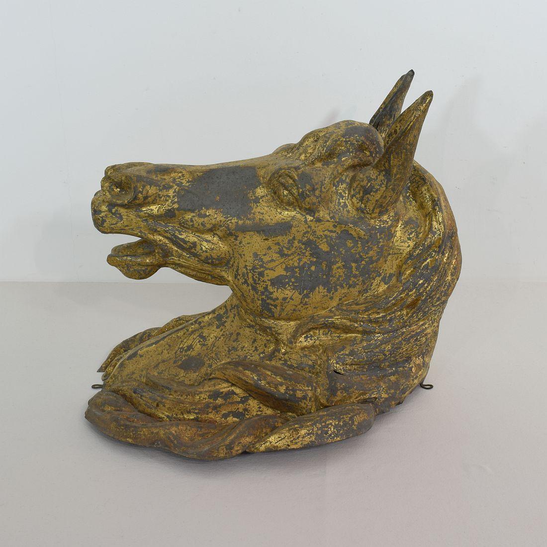 French Late 19th Century Gilt Zinc Horse Head 2