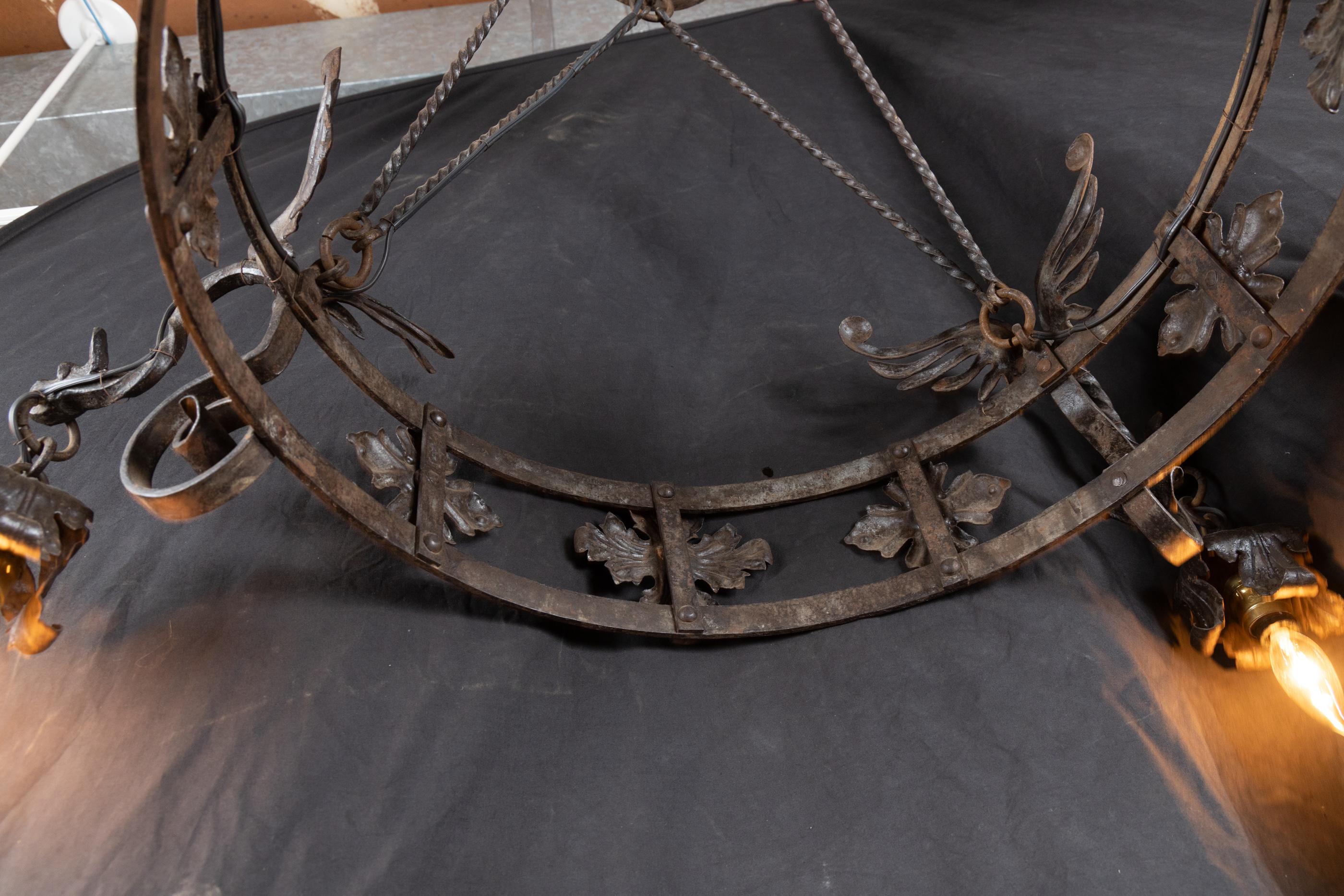 French late 19th century Gothic Revival iron chandelier with Winged Dragons For Sale 5