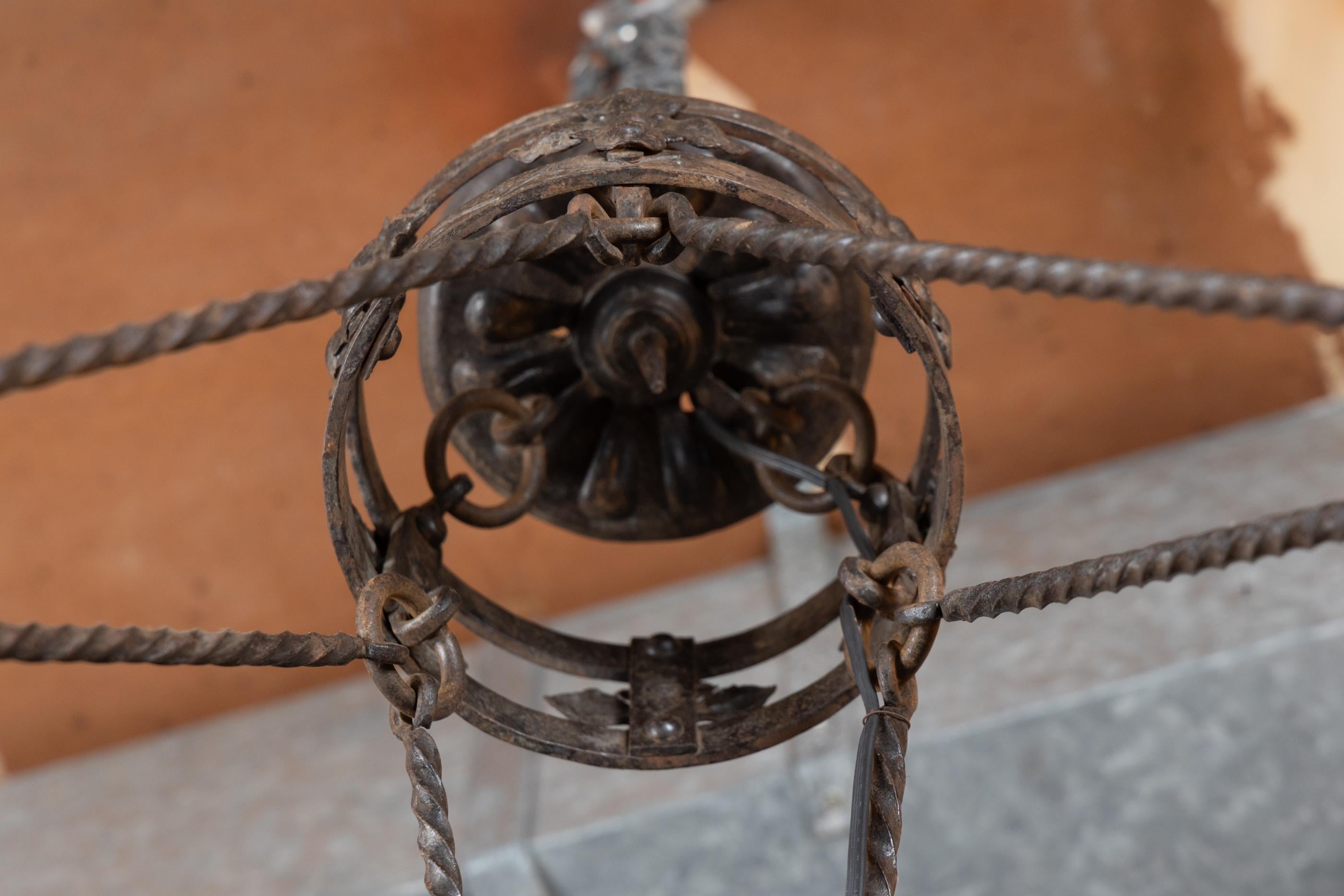 French late 19th century Gothic Revival iron chandelier with Winged Dragons For Sale 6