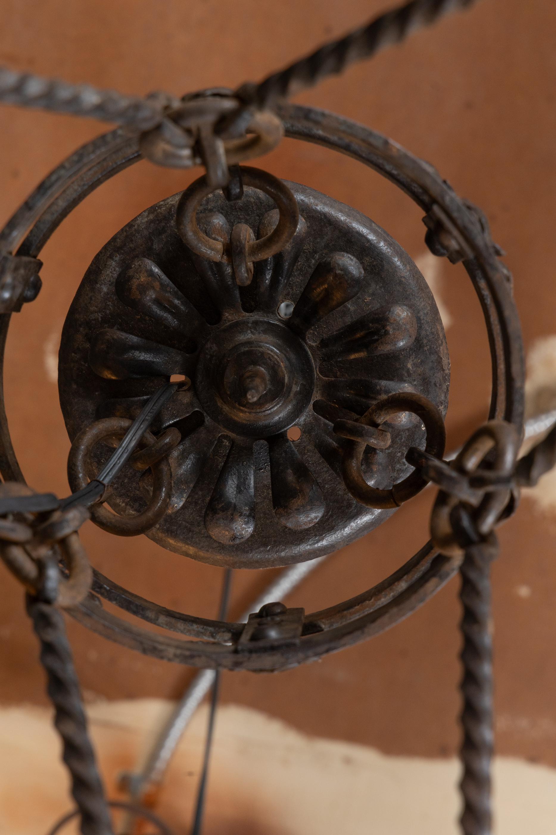 French late 19th century Gothic Revival iron chandelier with Winged Dragons For Sale 7