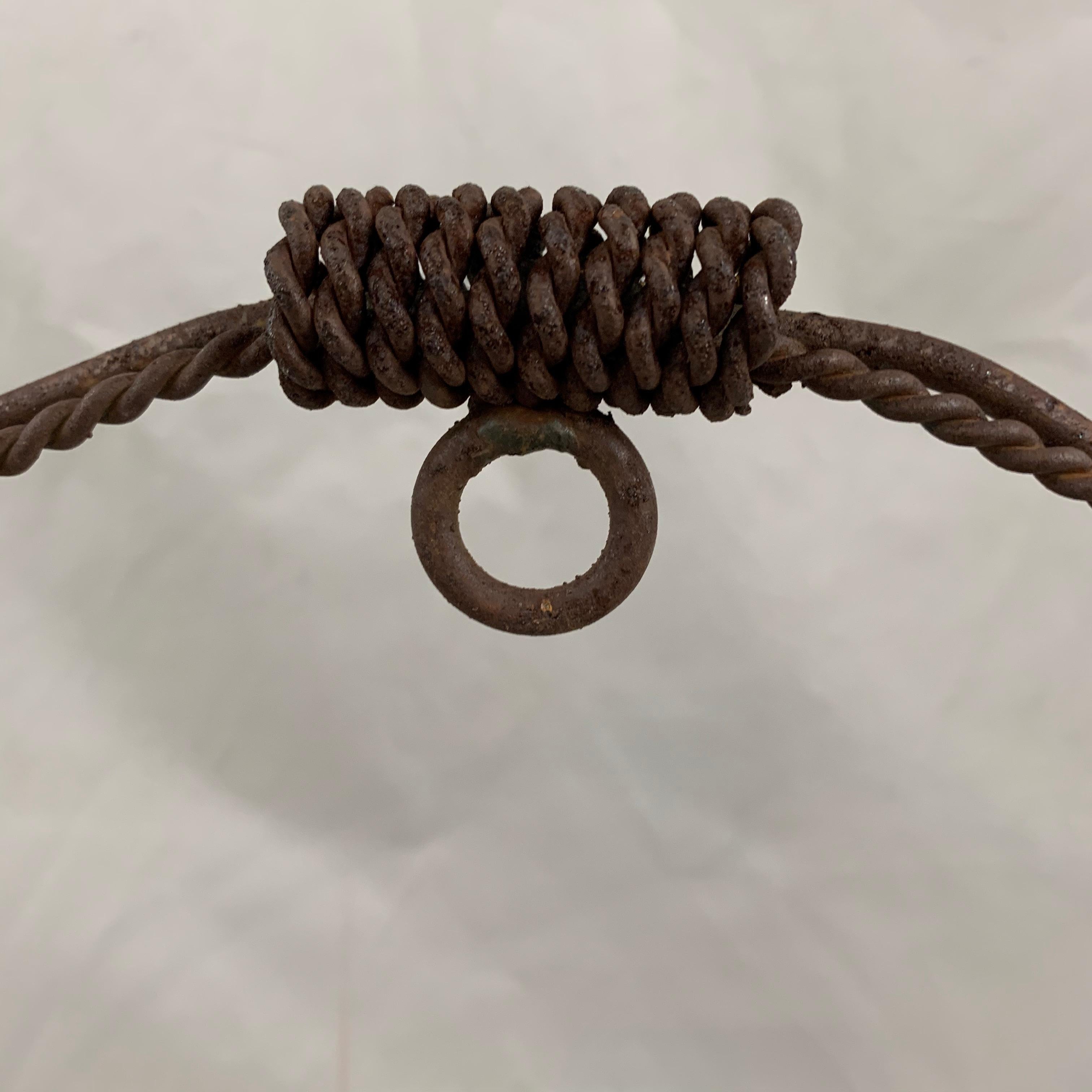 French Late 19th Century Iron Half Round Flat Back Garden Jardinière Basket In Good Condition In Philadelphia, PA