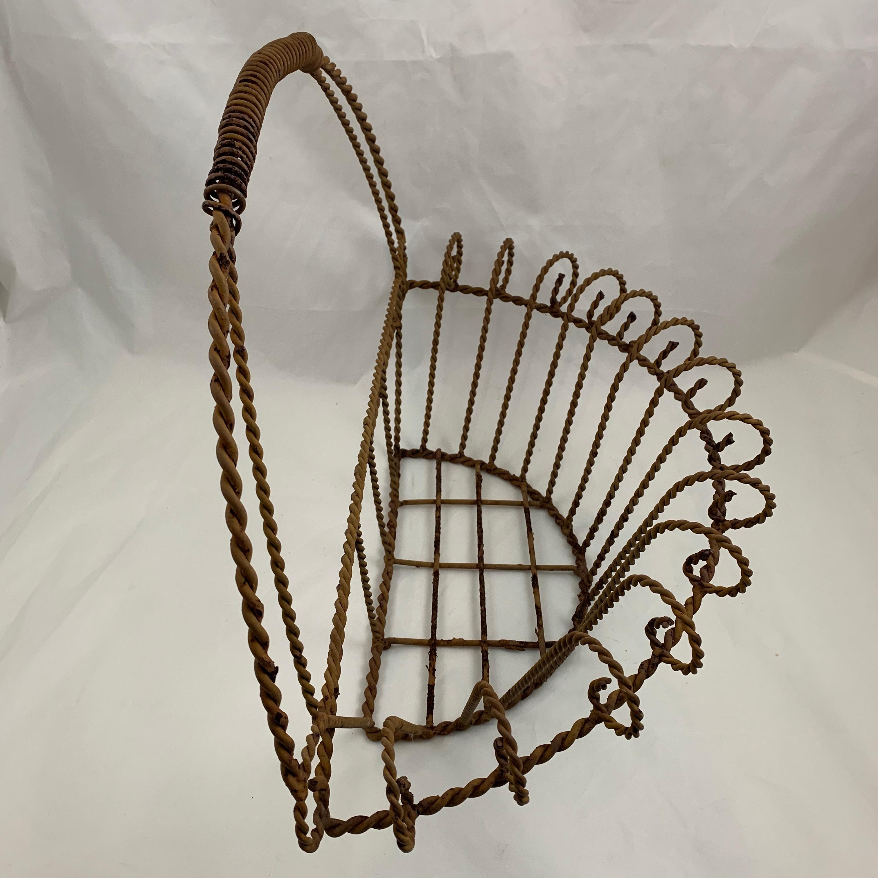 Metalwork French Late 19th Century Iron Half Round Flat Back Garden Jardinière Basket