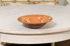 French Late 19th Century Jaspe Ware Pottery Bowl with Hand-Painted Scrolls