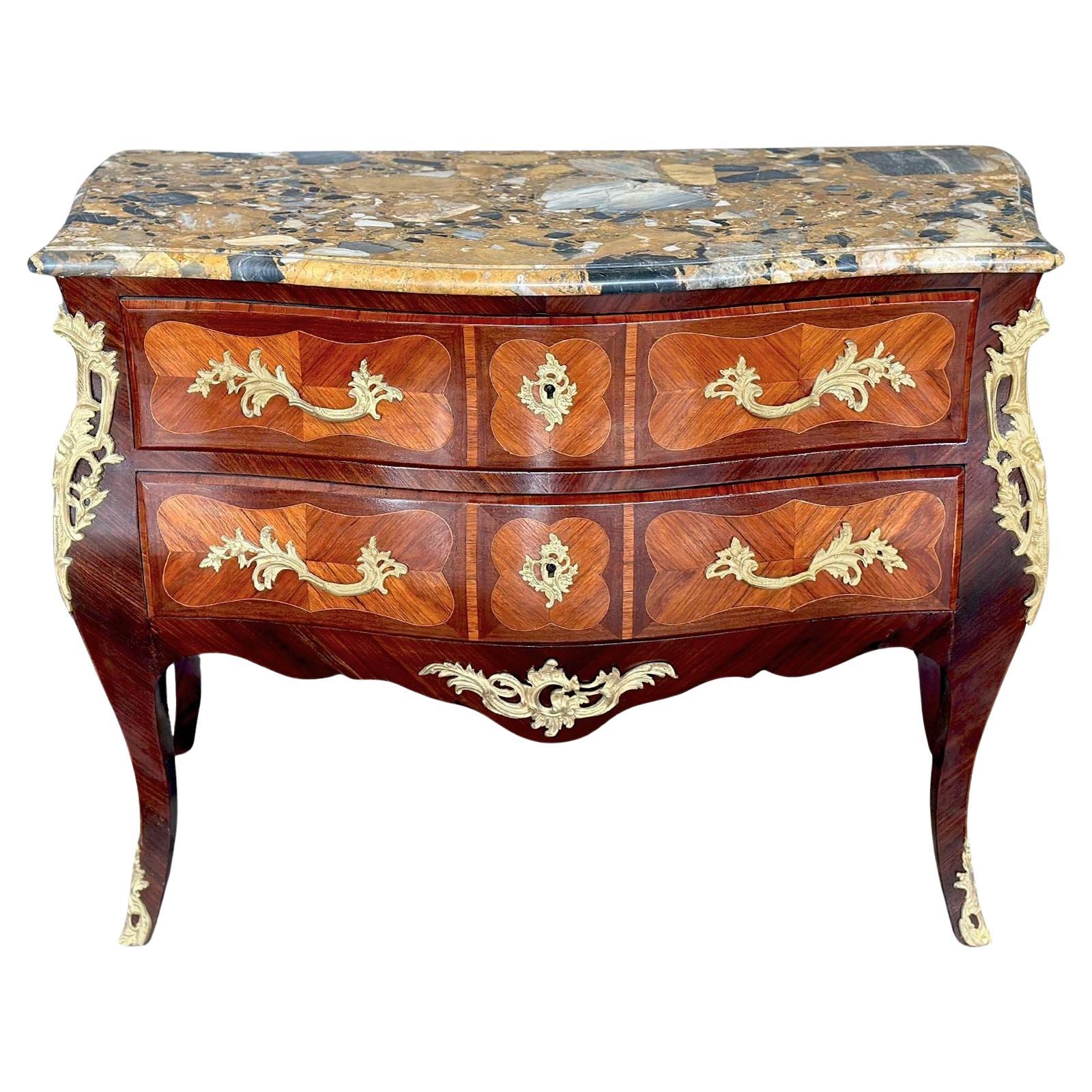 French Late 19th Century Louis XV Bombé Commode