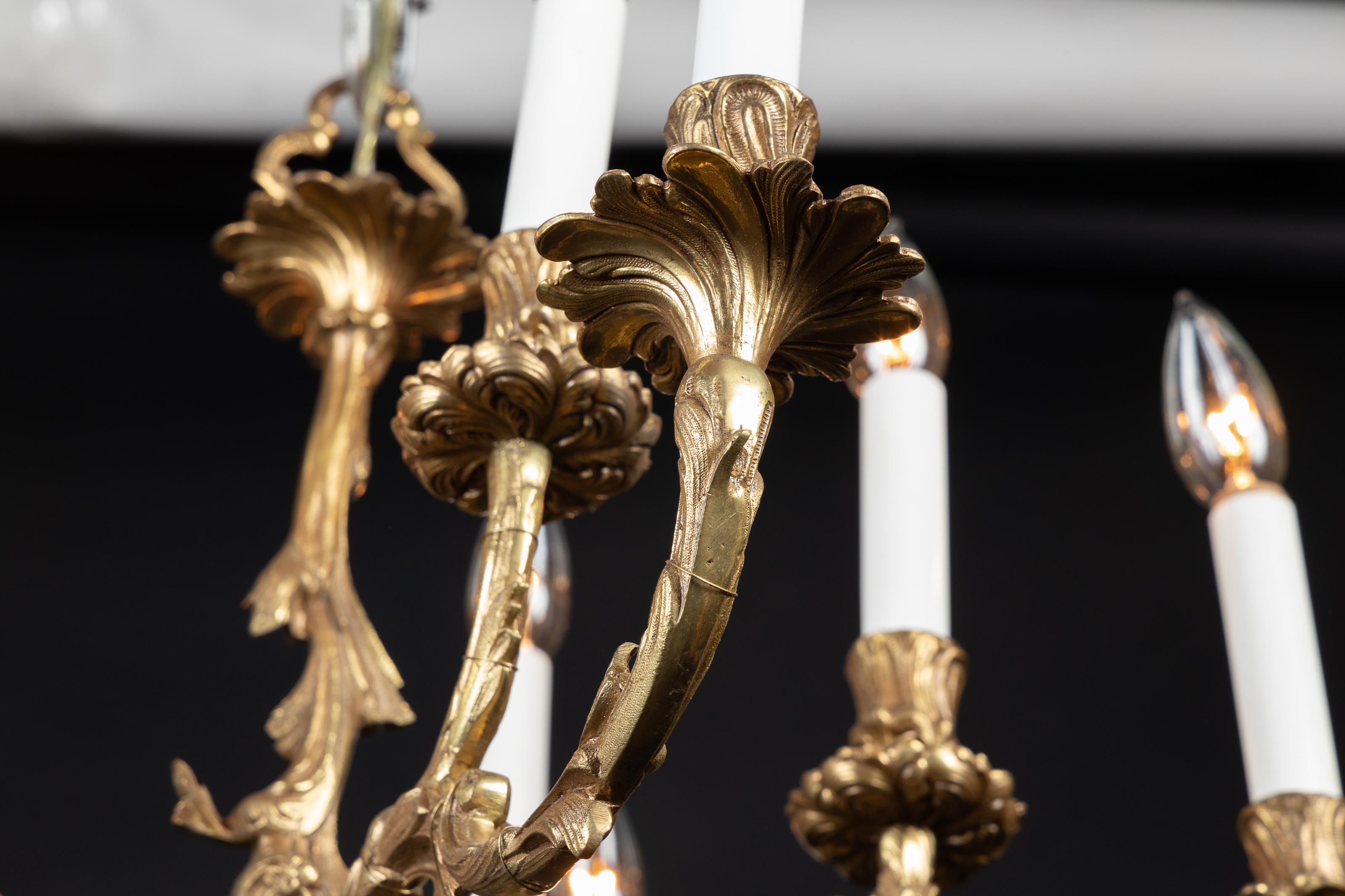Bronzo Lampadario francese in bronzo Luigi XV della fine del XIX secolo in vendita