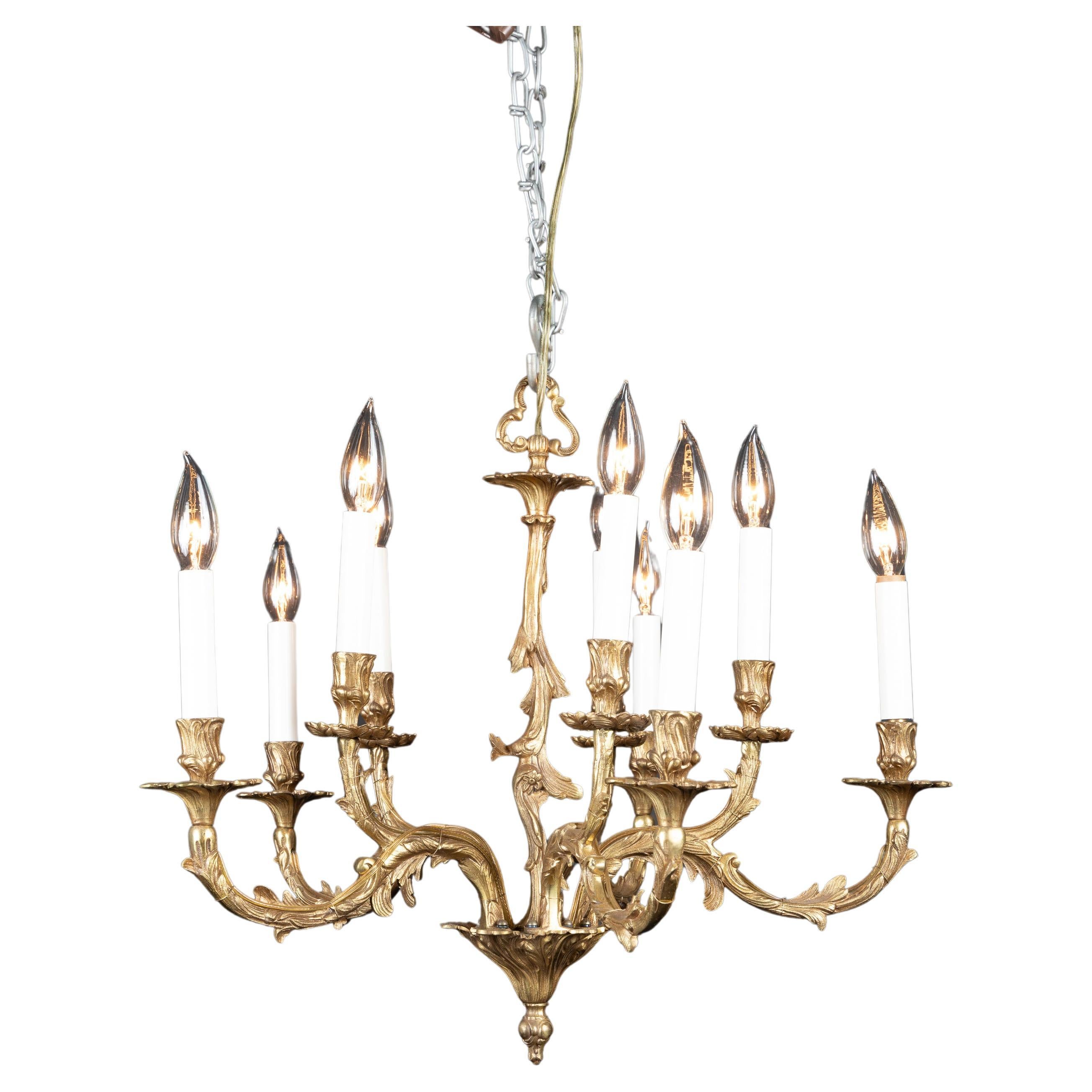 French Late 19th Century Louis XV Bronze Chandelier 