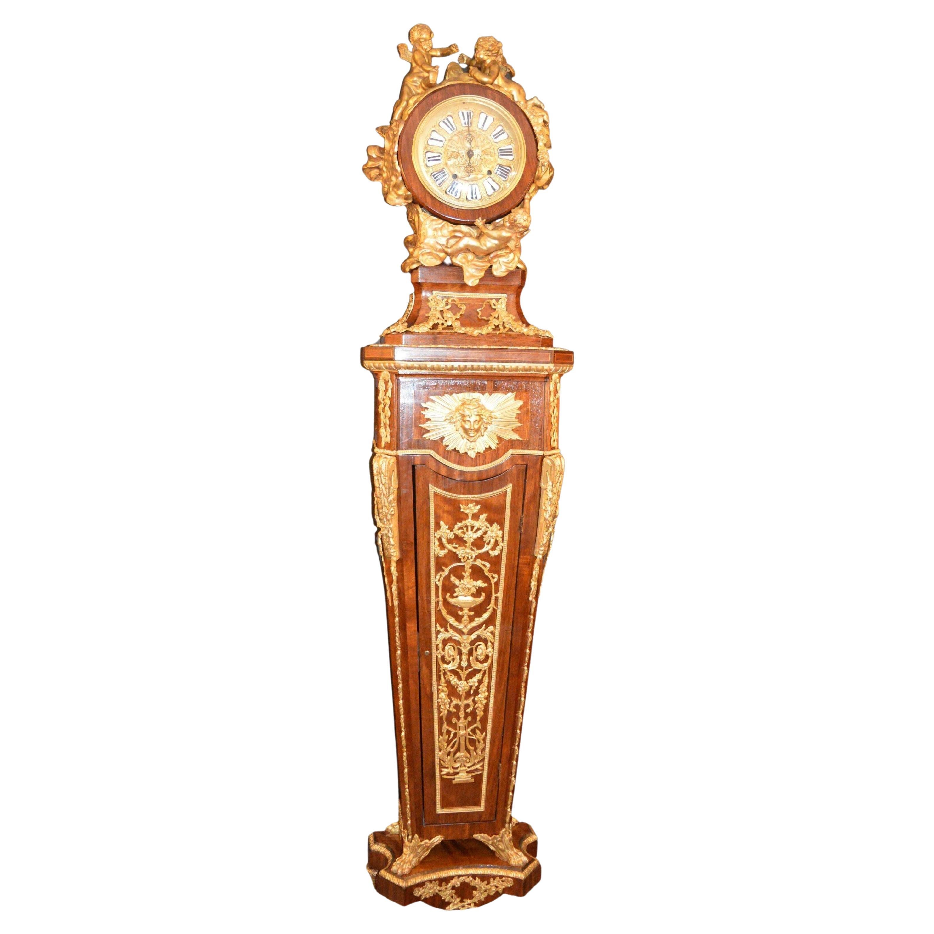Horloge de grand-père Louis XV française de la fin du XIXe siècle
