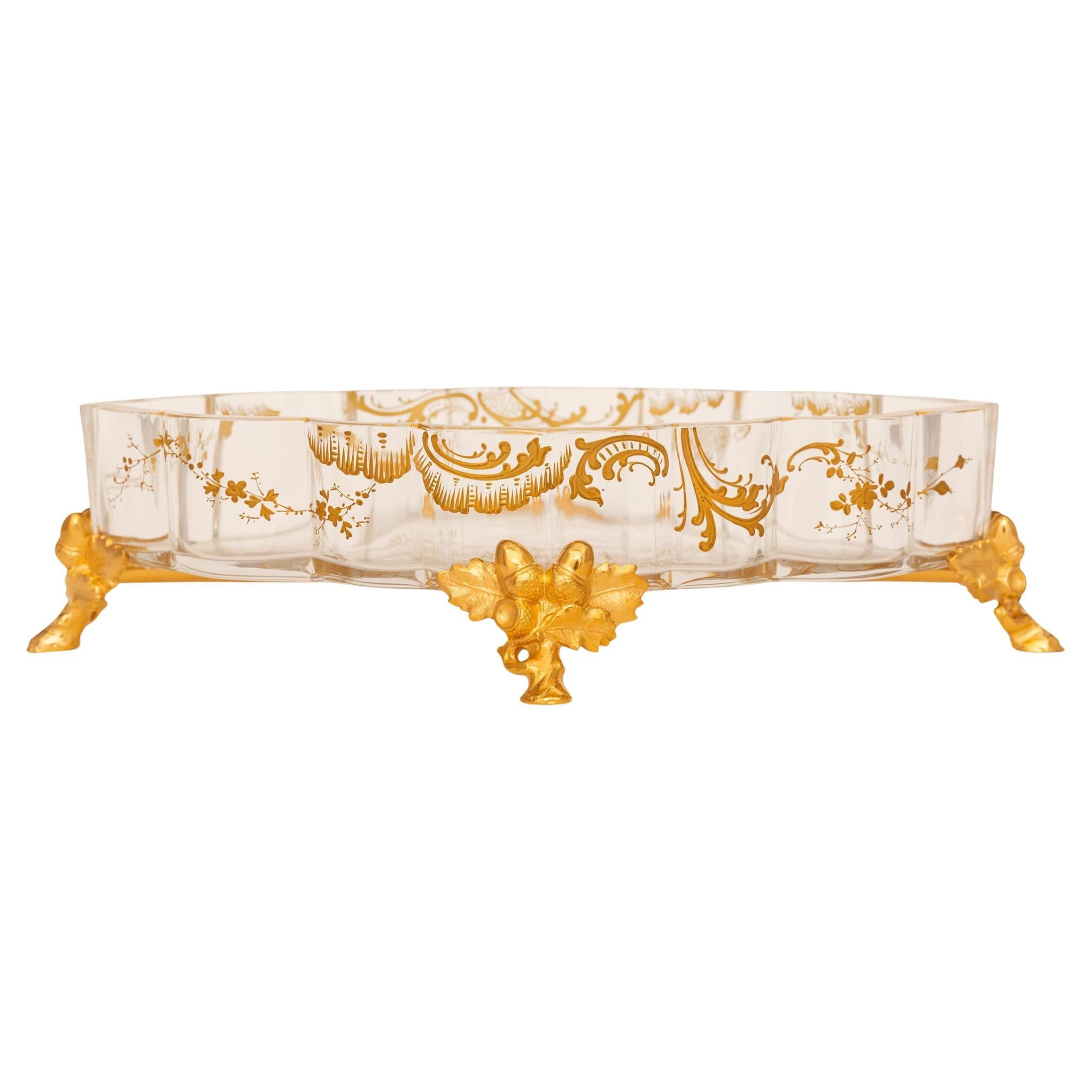 French late 19th century Louis XV st. Baccarat Crystal and Ormolu centerpiece