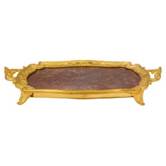 French late 19th century Louis XV st. Ormolu and Agate plateau/tray