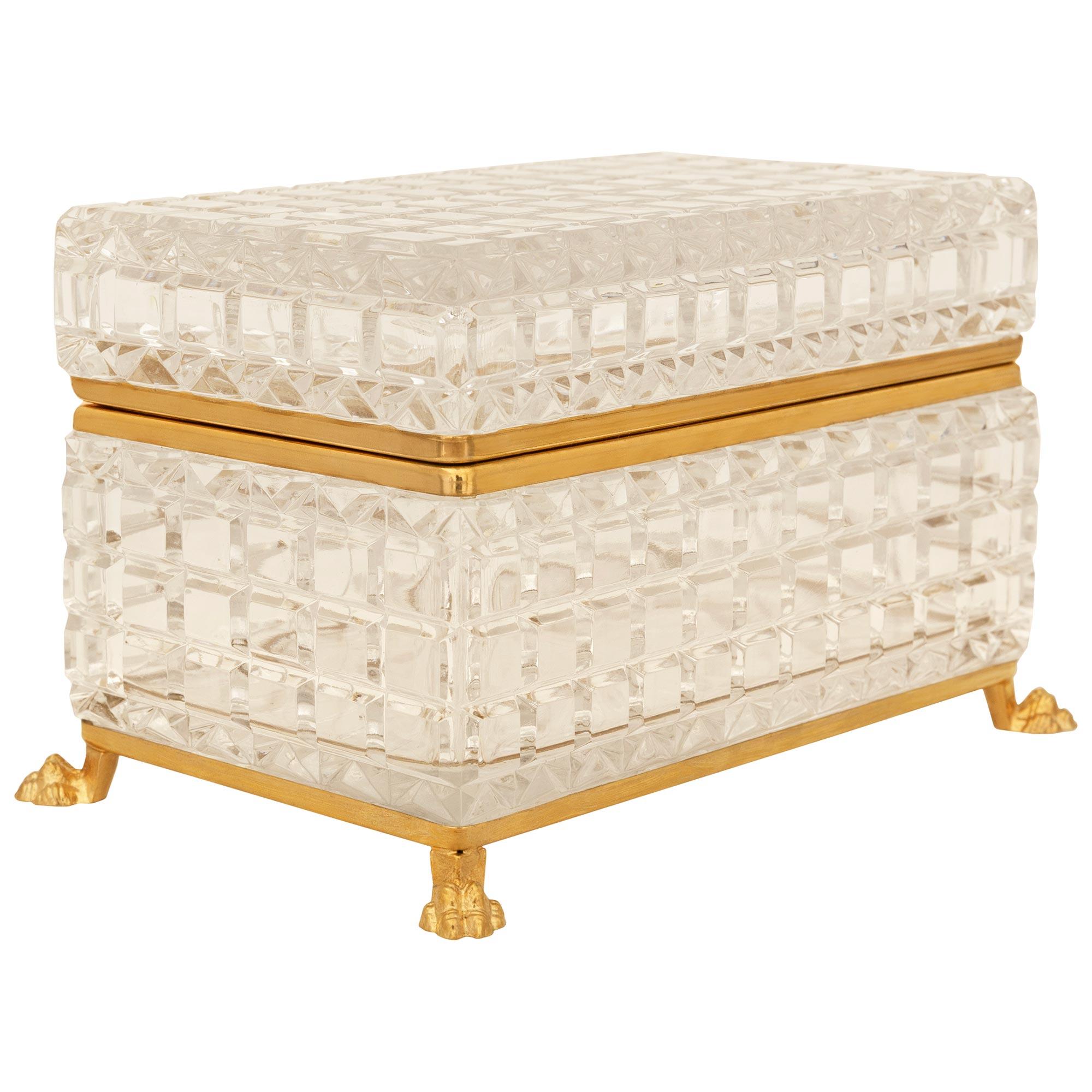 French late 19th century Louis XVI st. Baccarat Crystal and Ormolu box In Good Condition For Sale In West Palm Beach, FL