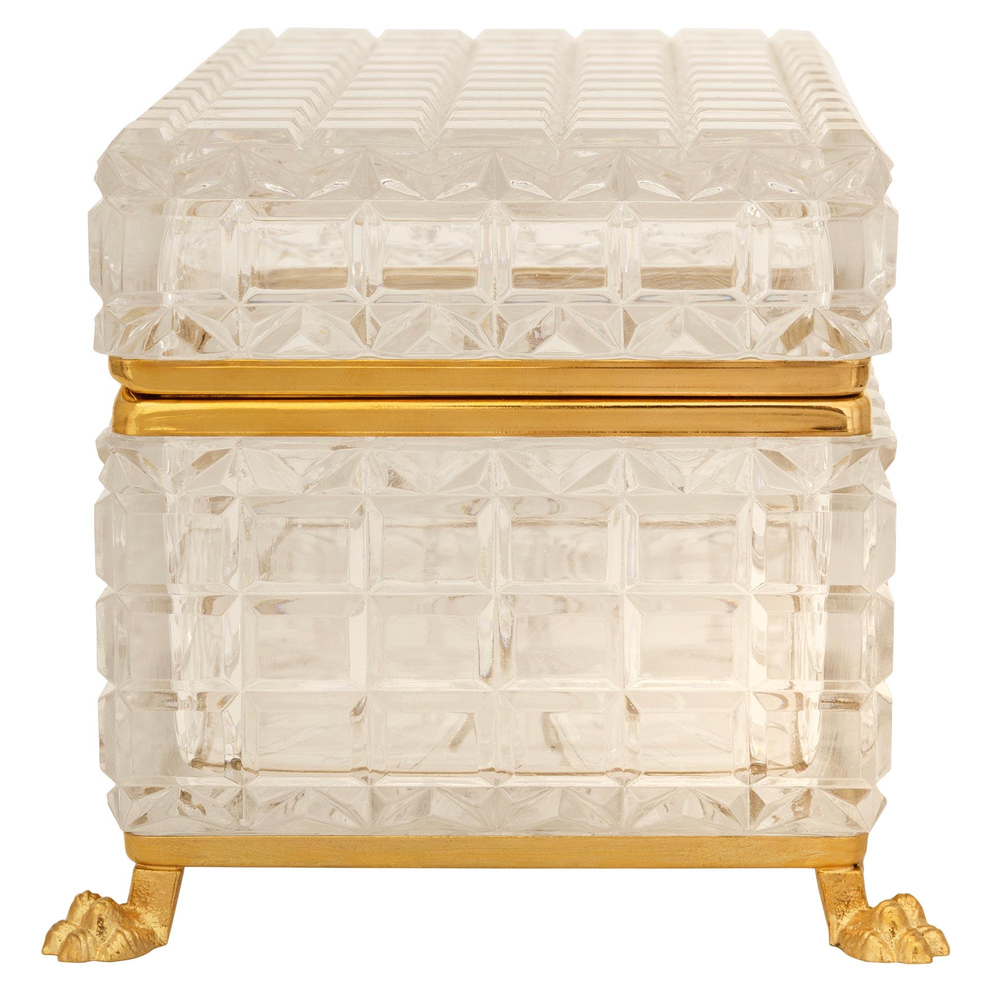 French late 19th century Louis XVI st. Baccarat Crystal and Ormolu box For Sale 1