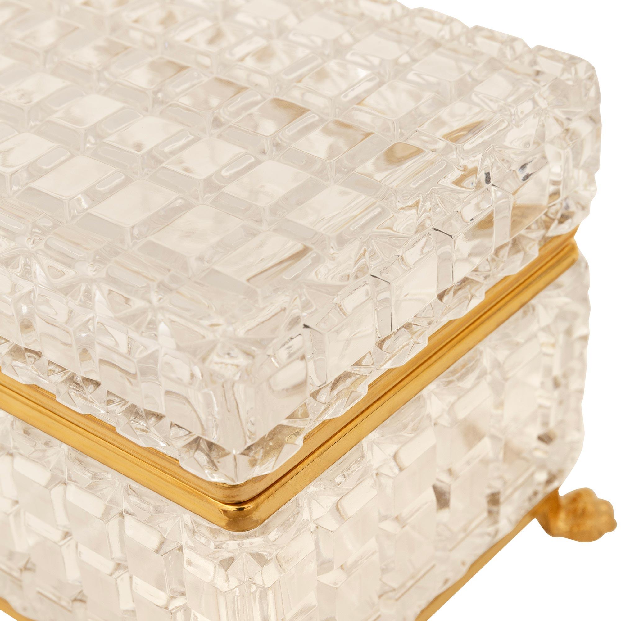 French late 19th century Louis XVI st. Baccarat Crystal and Ormolu box For Sale 2