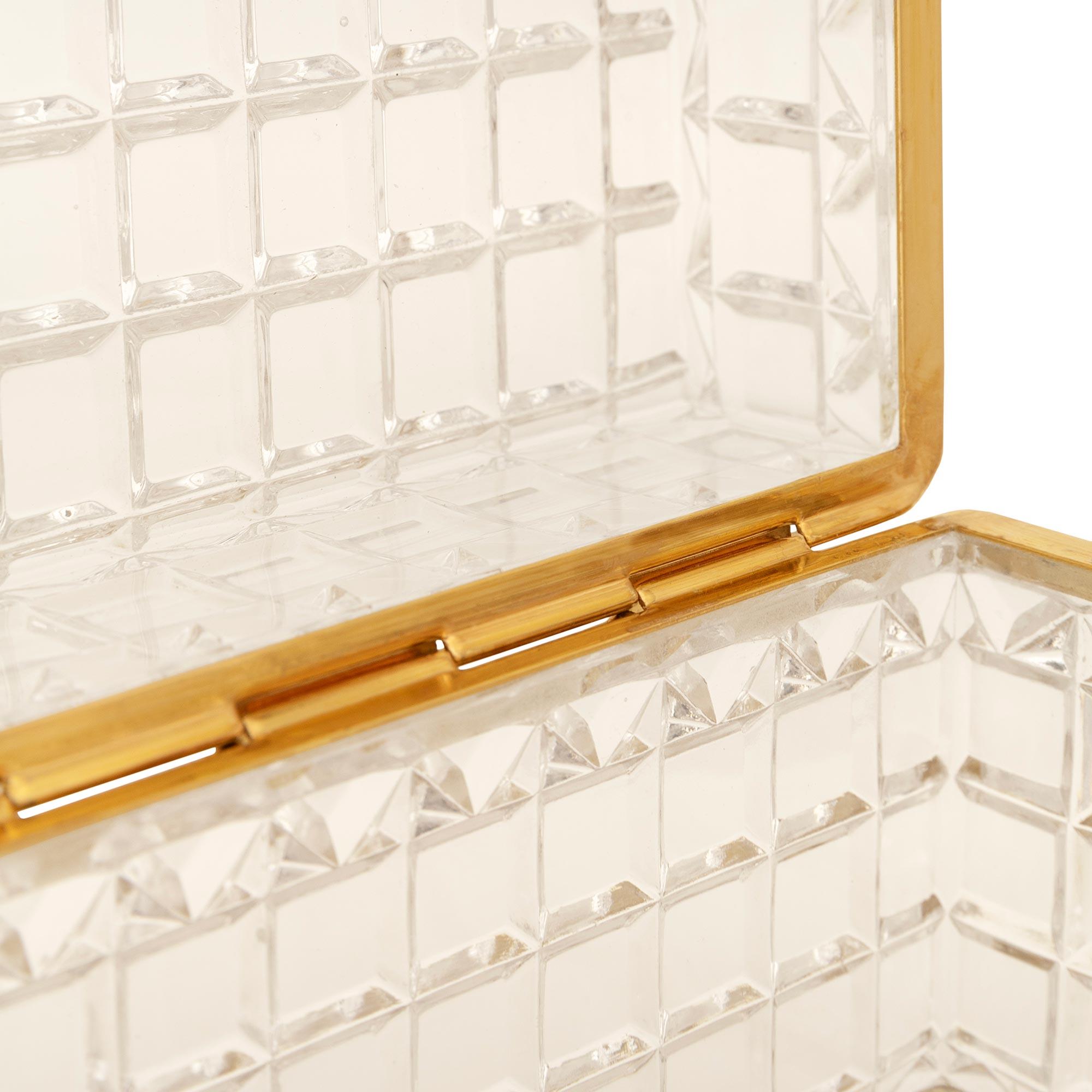 French late 19th century Louis XVI st. Baccarat Crystal and Ormolu box For Sale 3