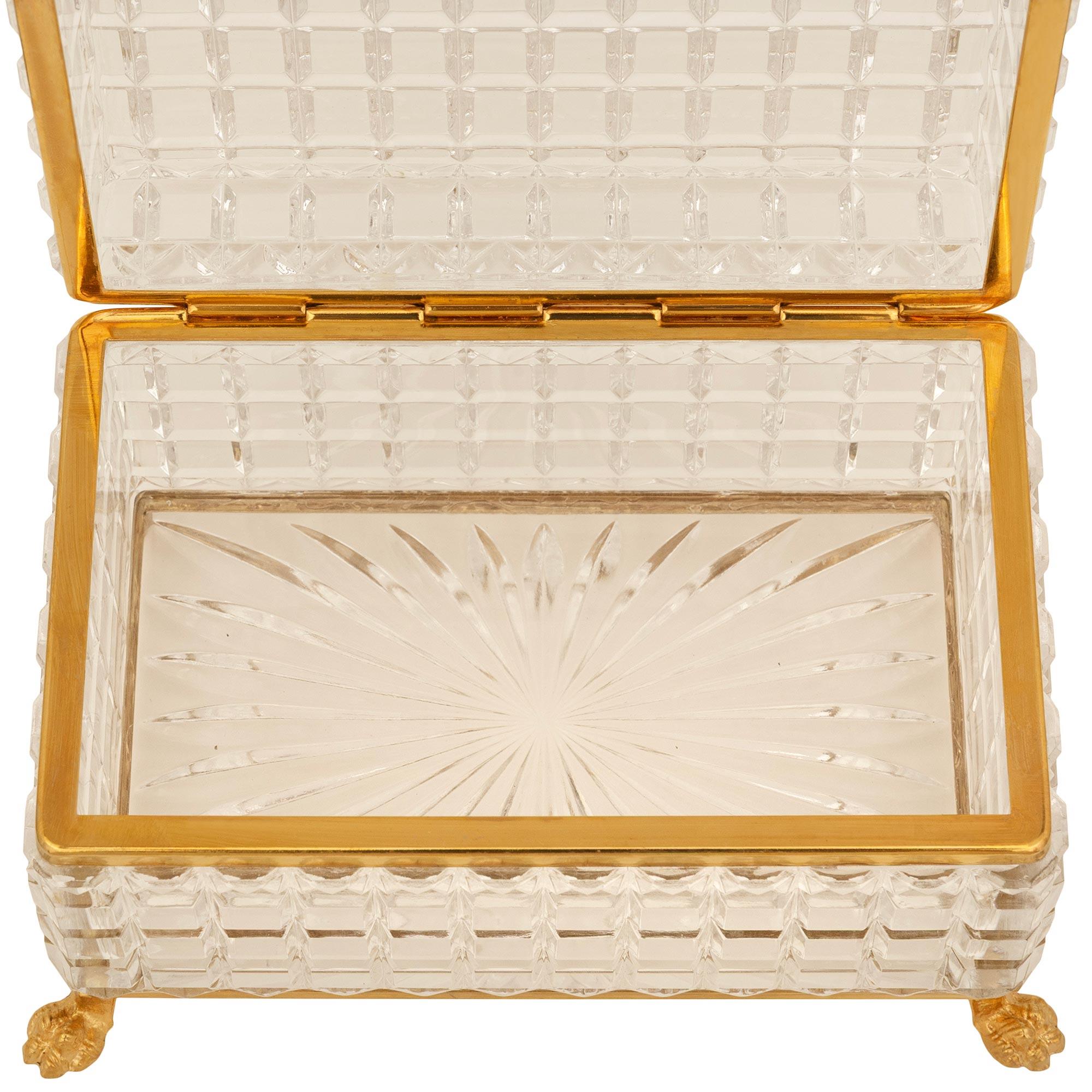 French late 19th century Louis XVI st. Baccarat Crystal and Ormolu box For Sale 4