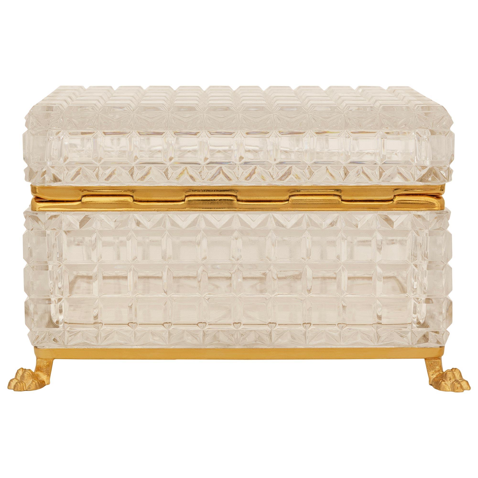French late 19th century Louis XVI st. Baccarat Crystal and Ormolu box For Sale 5