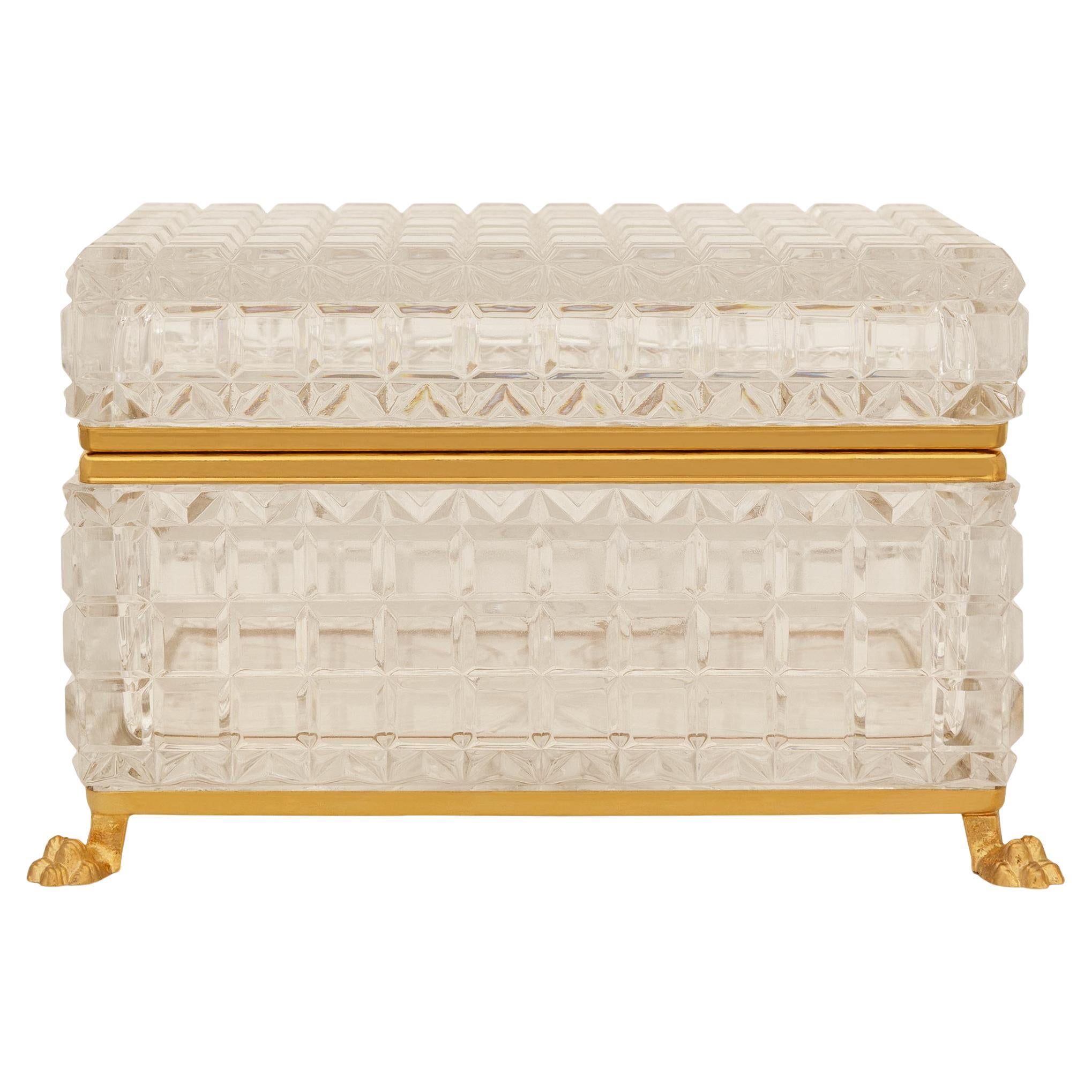 French late 19th century Louis XVI st. Baccarat Crystal and Ormolu box For Sale
