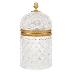 French late 19th century Louis XVI st. Baccarat Crystal and Ormolu lidded box