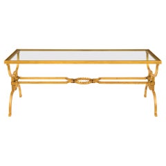 French Late 19th Century Louis XVI St. Gilt Iron and Glass Coffee Table