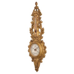 French Late 19th Century Louis XVI St. Giltwood Barometer