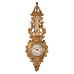 French Late 19th Century Louis XVI St. Giltwood Barometer