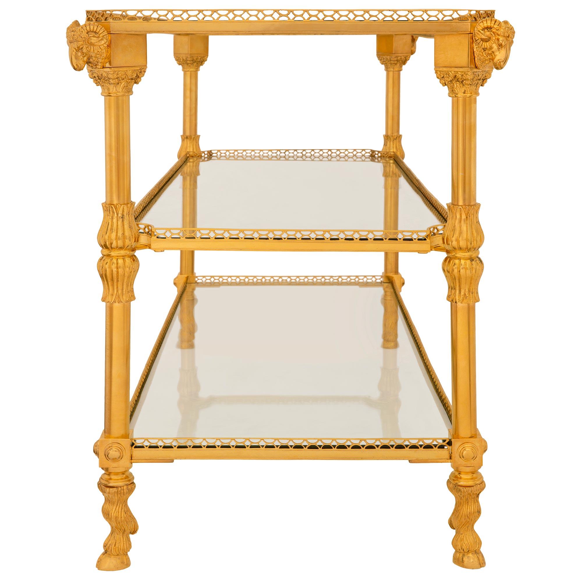 Console à dessert française de la fin du XIXe siècle, de style Louis XVI, en verre et bronze doré Bon état - En vente à West Palm Beach, FL