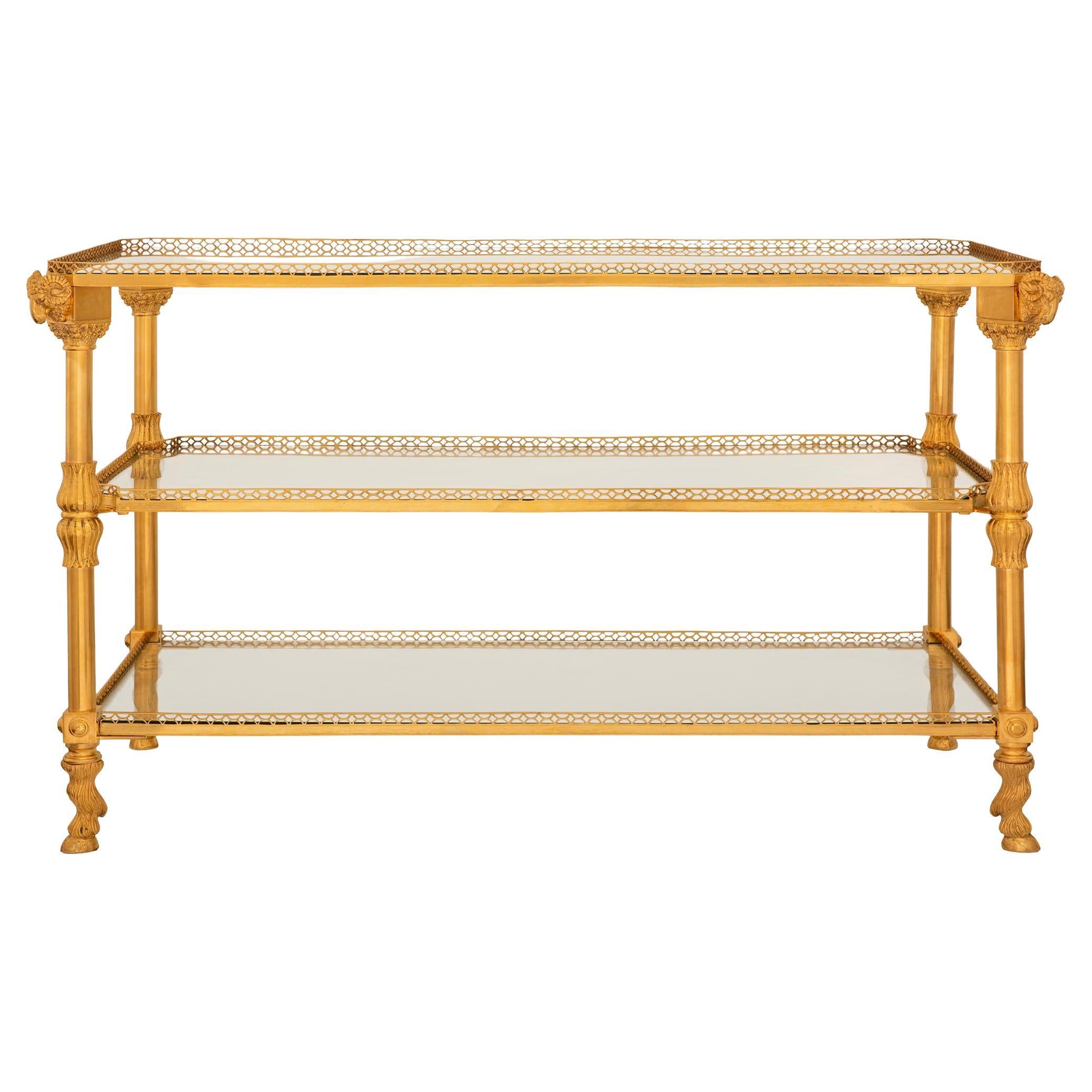 Französisch Ende 19. Jahrhundert Louis XVI st. Glas und Ormolu Dessertkonsole