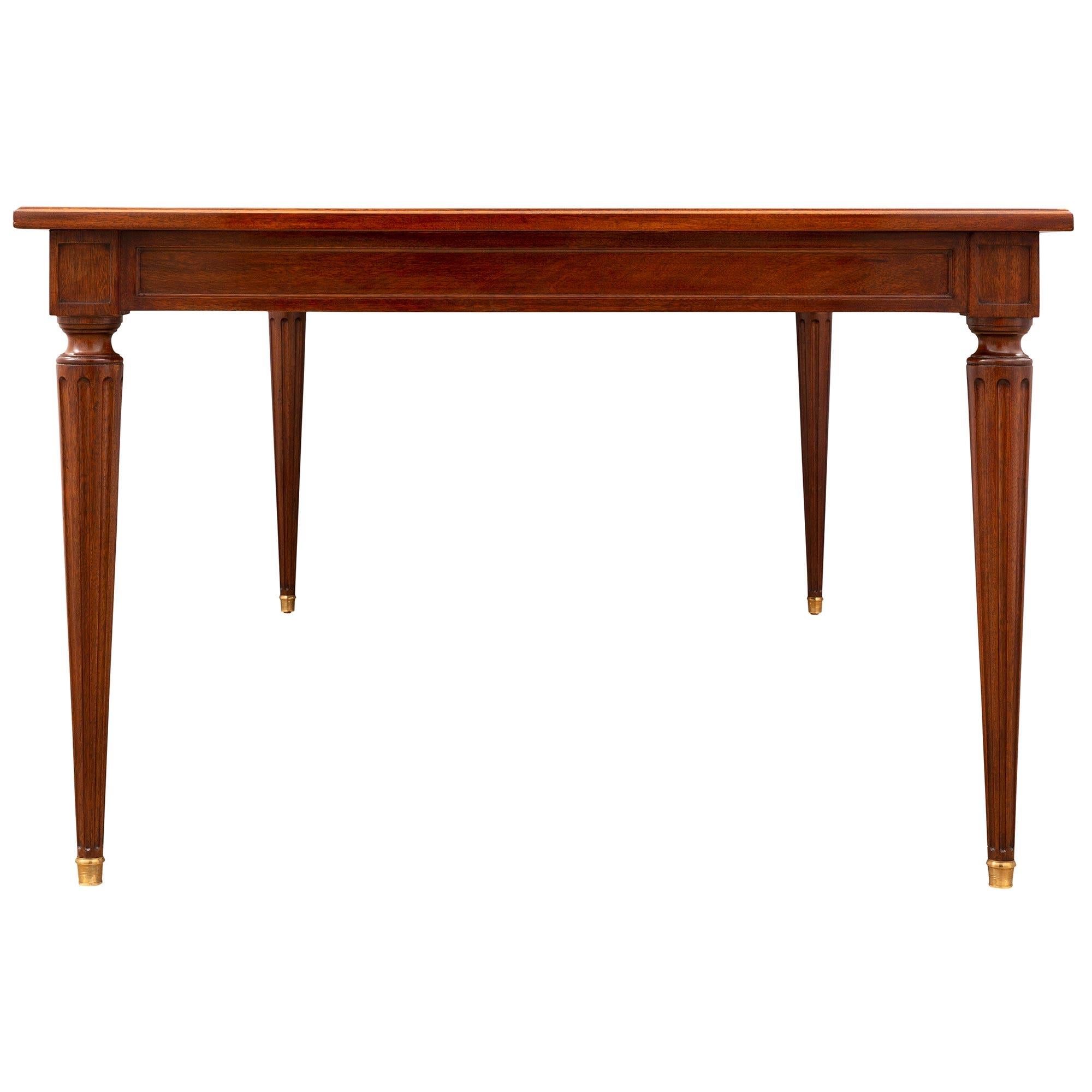 French Late 19th Century Louis XVI St. Mahogany and Leather Library/Center Table For Sale 1
