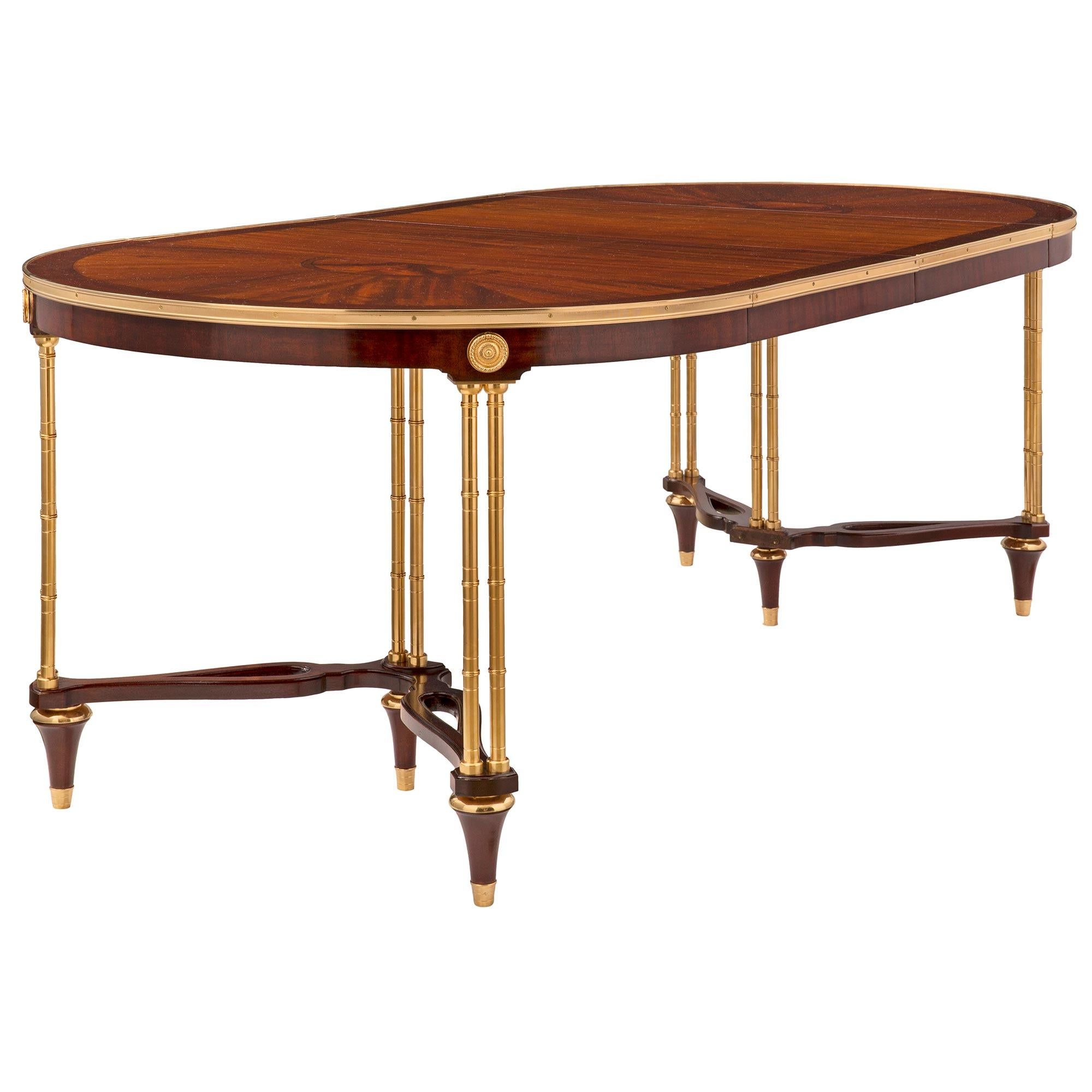 French Late 19th Century Louis XVI St. Mahogany and Ormolu Dining Table For Sale 2
