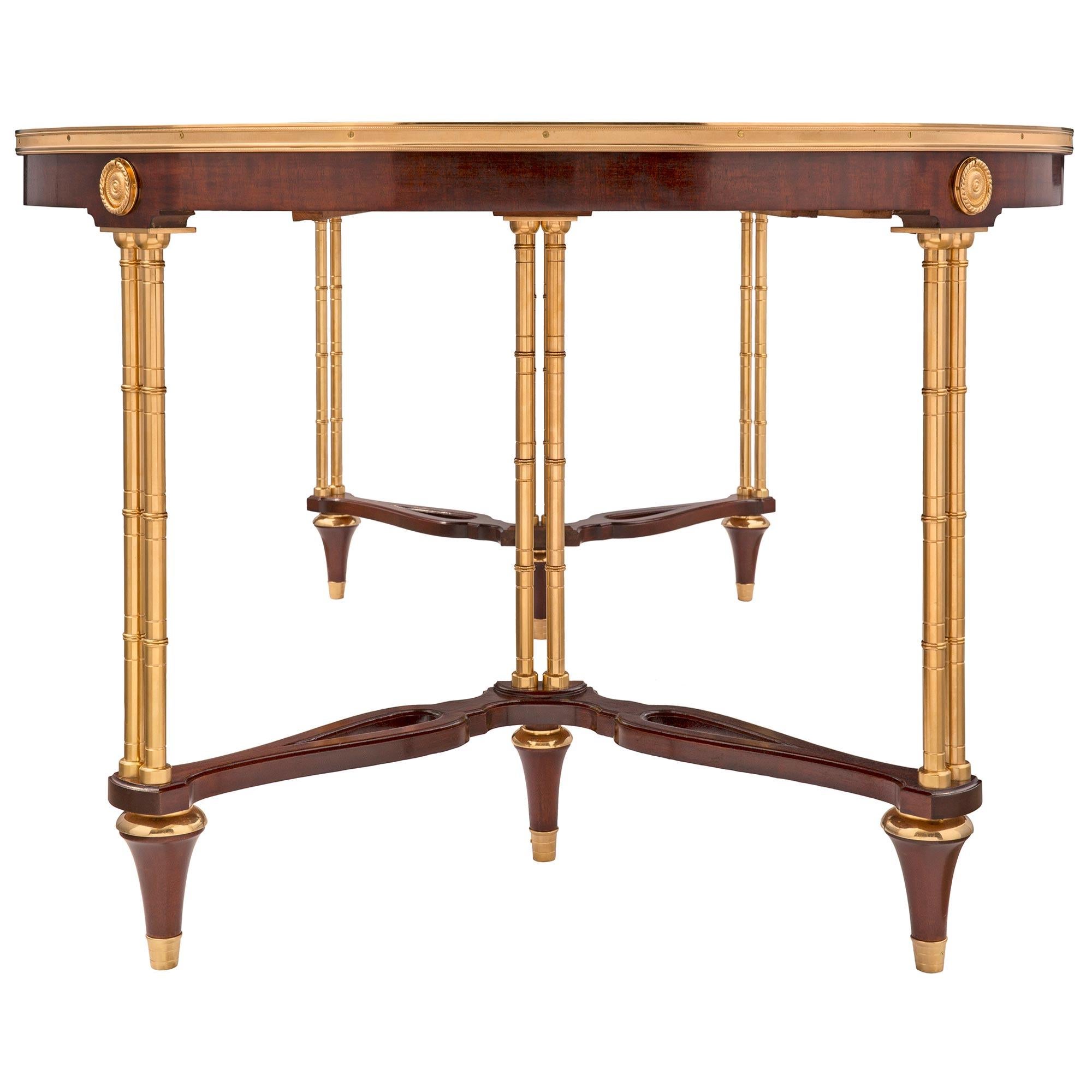 French Late 19th Century Louis XVI St. Mahogany and Ormolu Dining Table For Sale 3