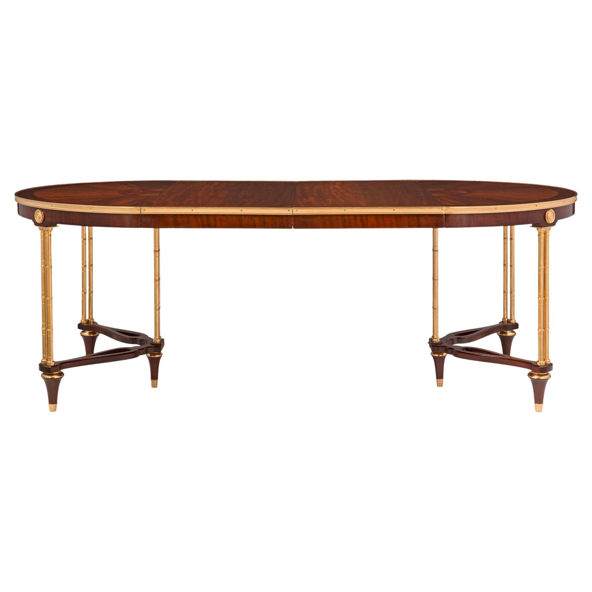 French Late 19th Century Louis XVI St. Mahogany and Ormolu Dining Table For Sale