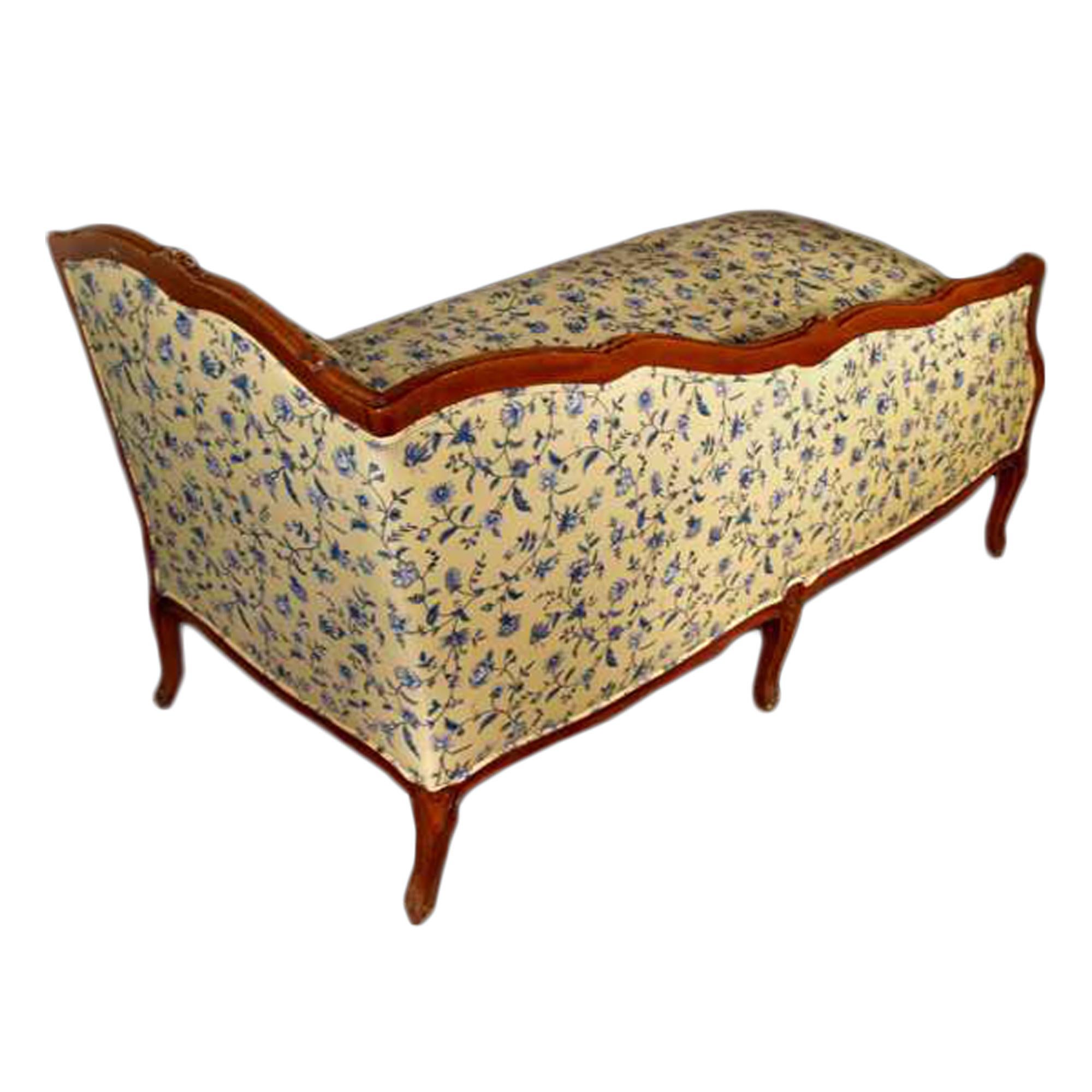 Fabric French Late 19th Century Louis XVI Style Oak Lounge Chair For Sale