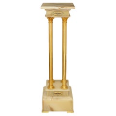 French late 19th century Louis XVI st. Onyx, Ormolu and Champlevé pedestal