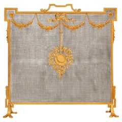 French late 19th century Louis XVI st. Ormolu fireplace screen