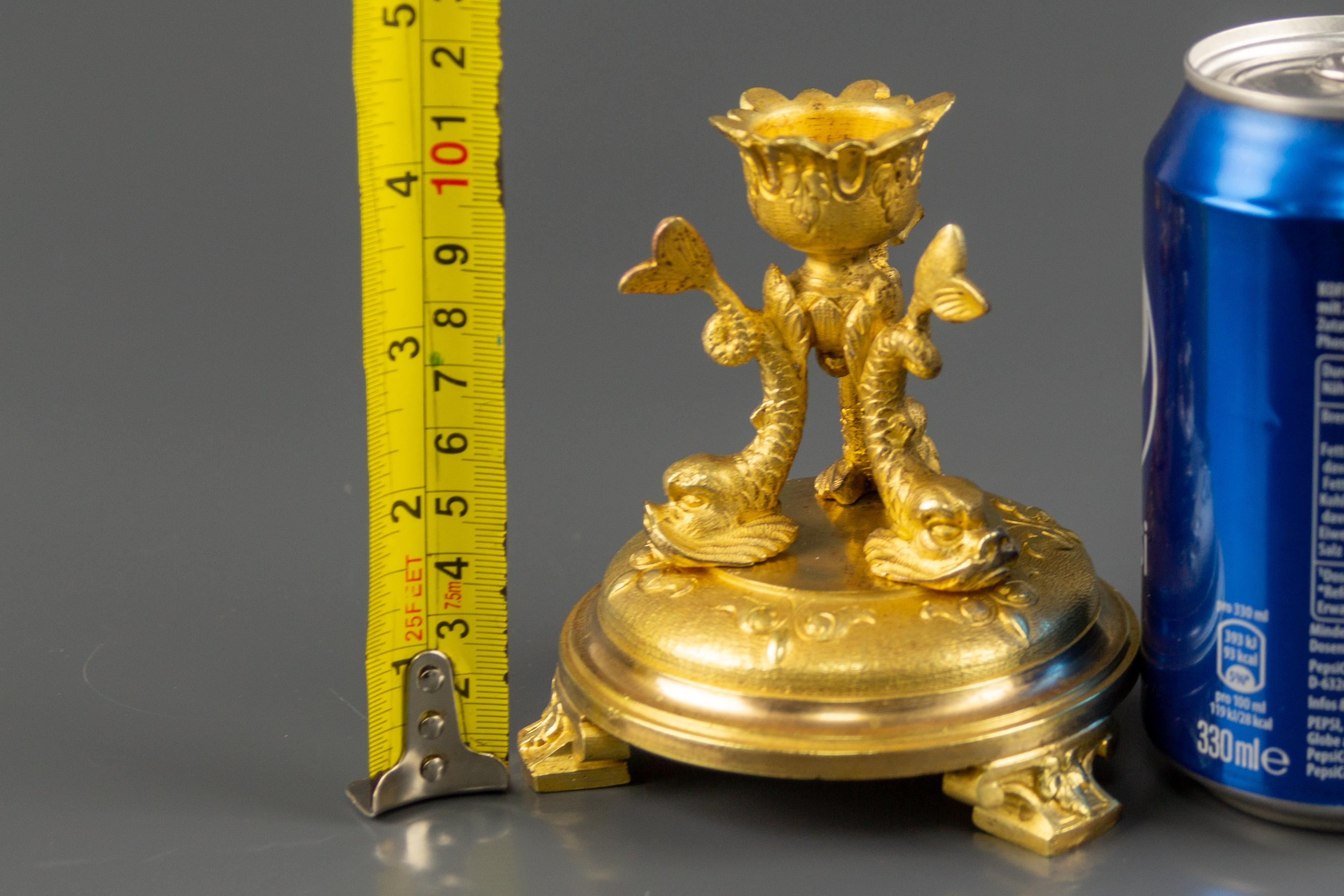 French Late 19th Century Louis XVI Style Gilt Bronze Candlestick with Dolphins For Sale 13