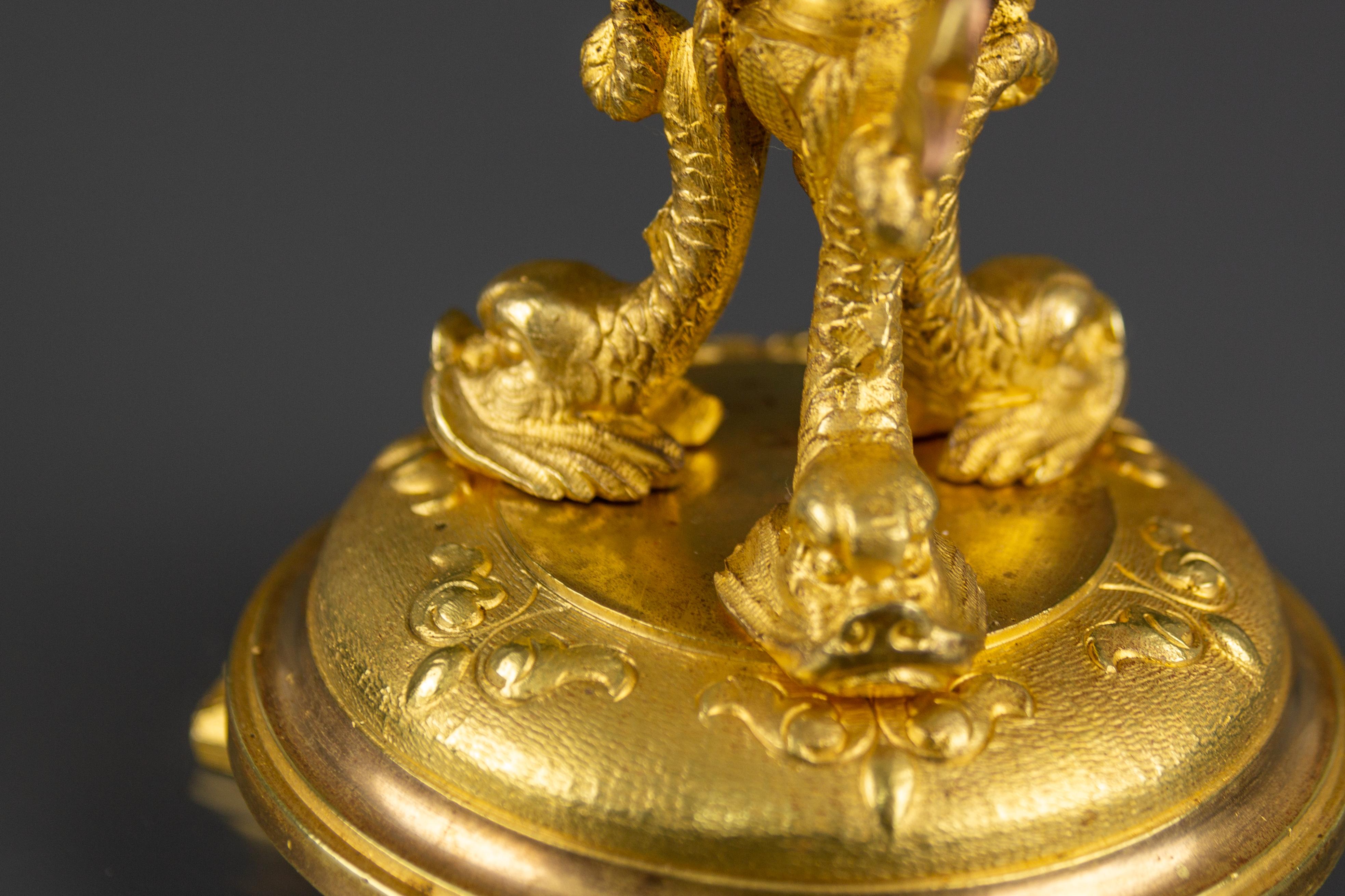 French Late 19th Century Louis XVI Style Gilt Bronze Candlestick with Dolphins For Sale 16