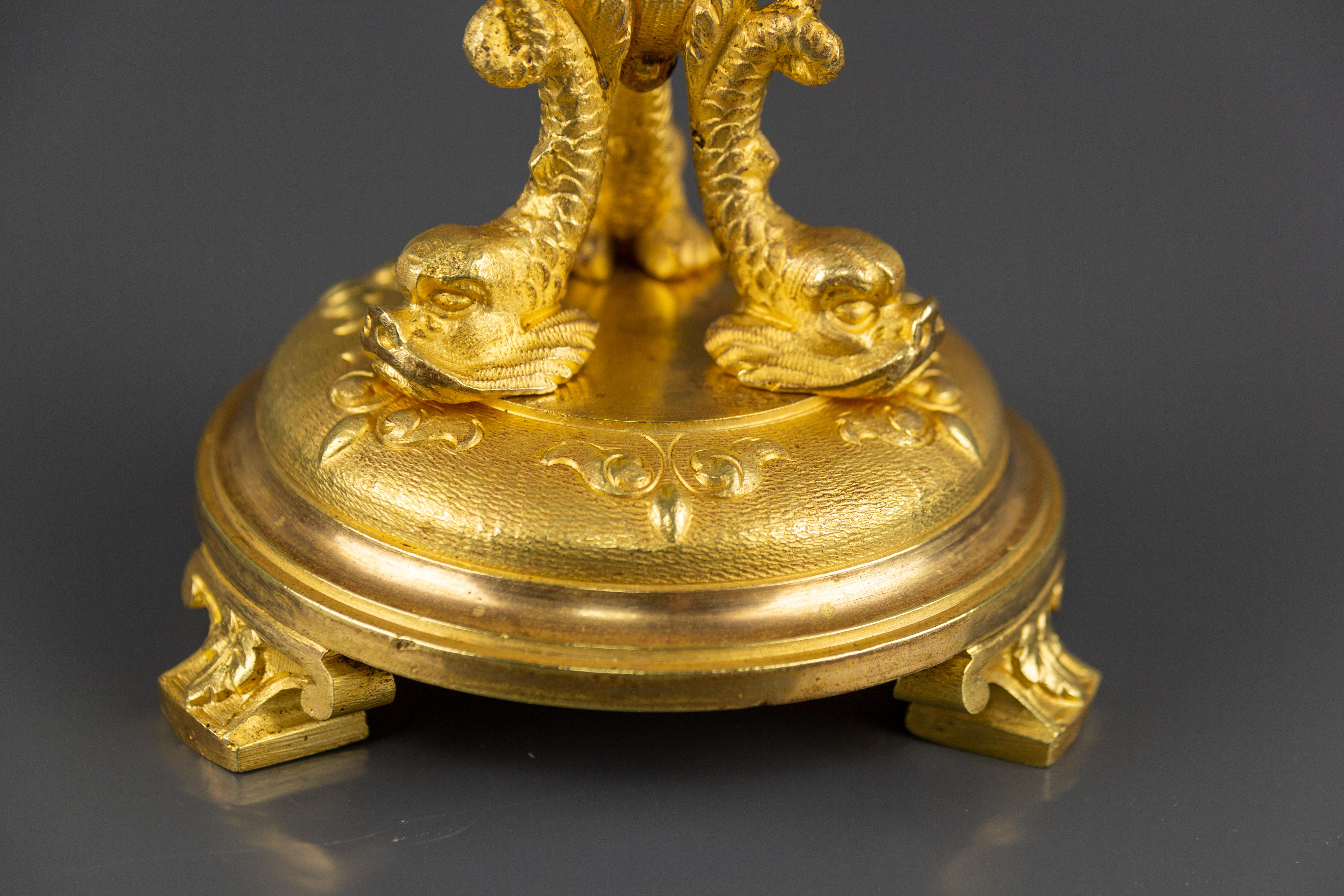 French Late 19th Century Louis XVI Style Gilt Bronze Candlestick with Dolphins For Sale 2